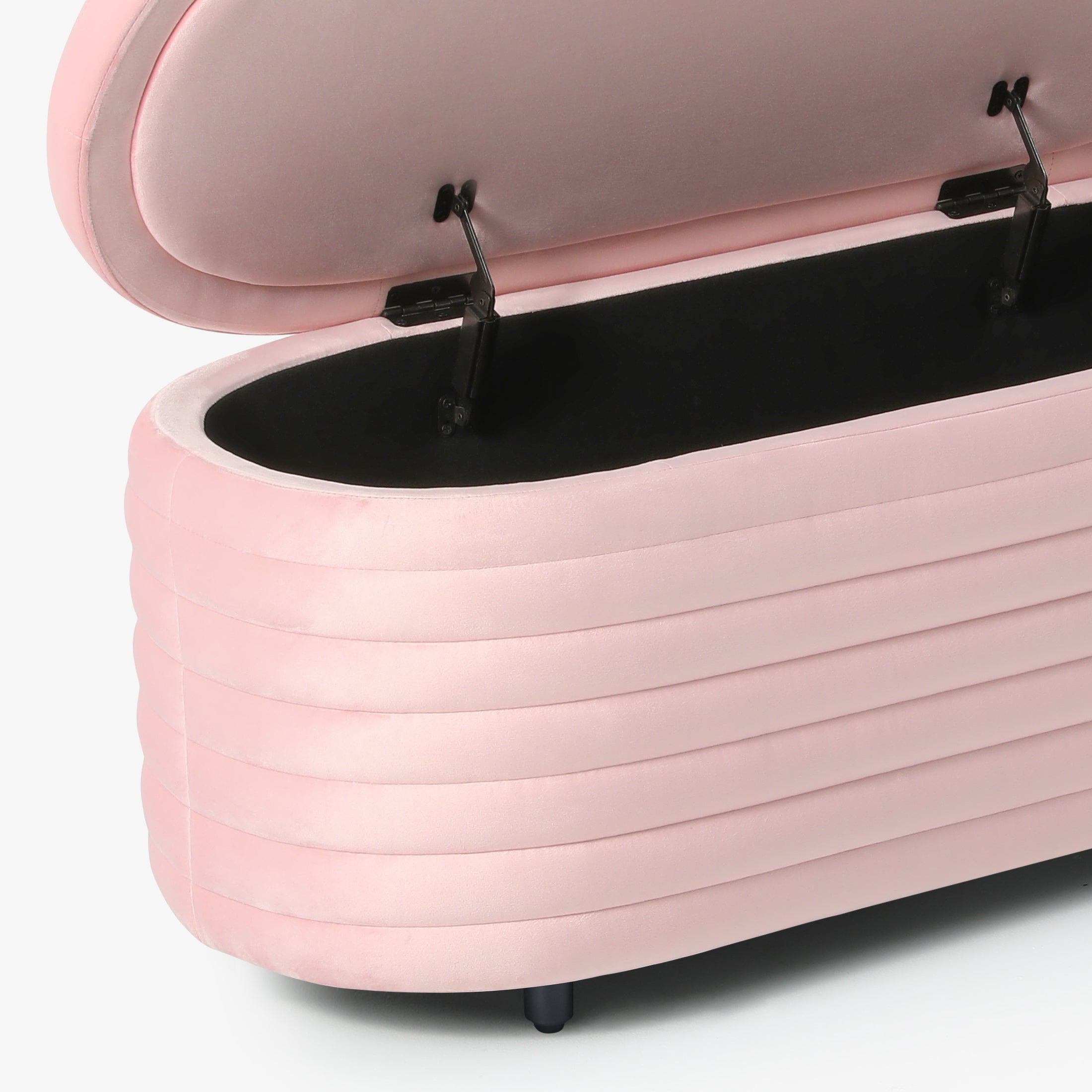 Alaia 42" Wide Mid-Century Modern Upholstered Velvet Tufted Oval Storage Ottoman Bench