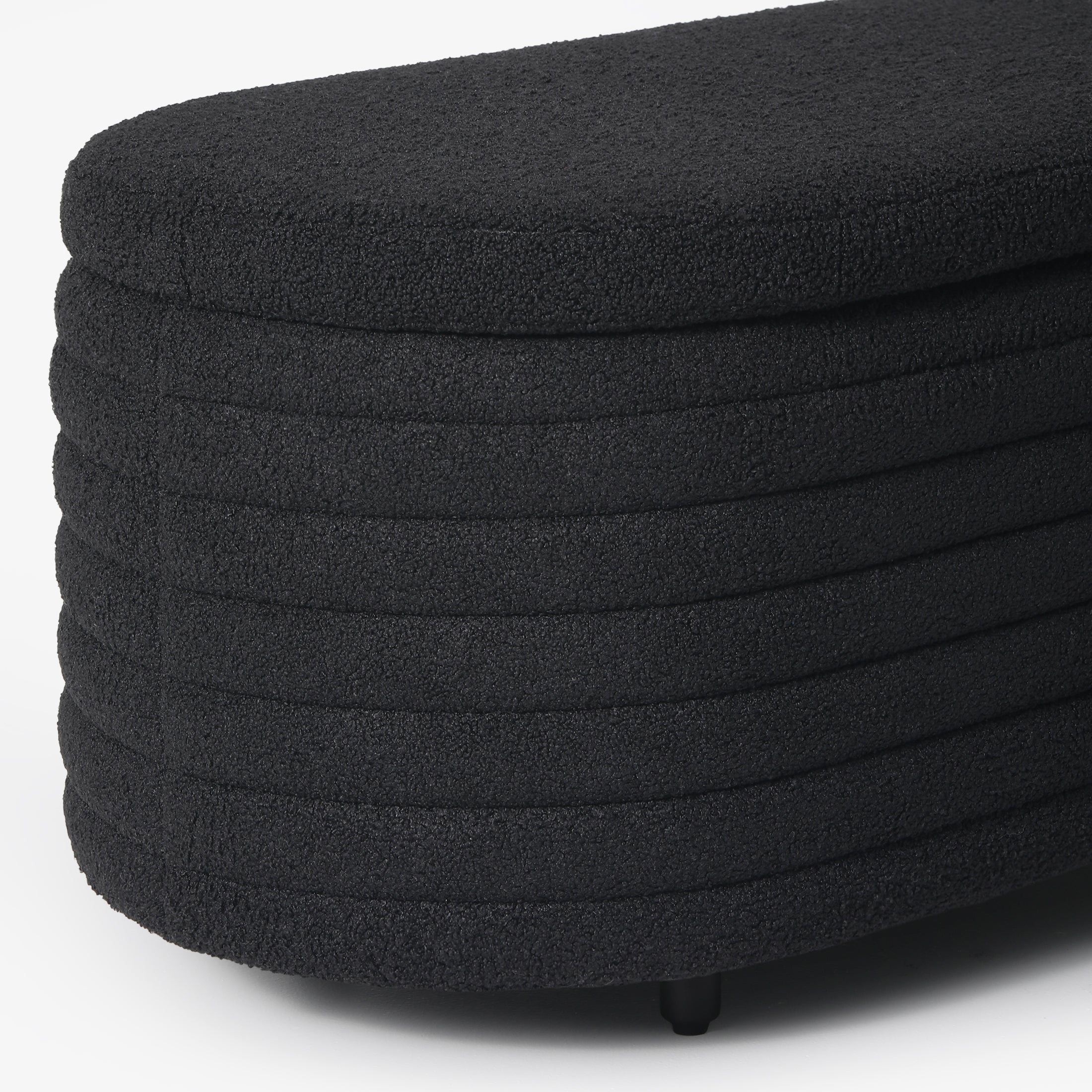 Celine 42" Wide Mid-Century Modern Upholstered Teddy Sherpa Tufted Oval Storage Ottoman Bench