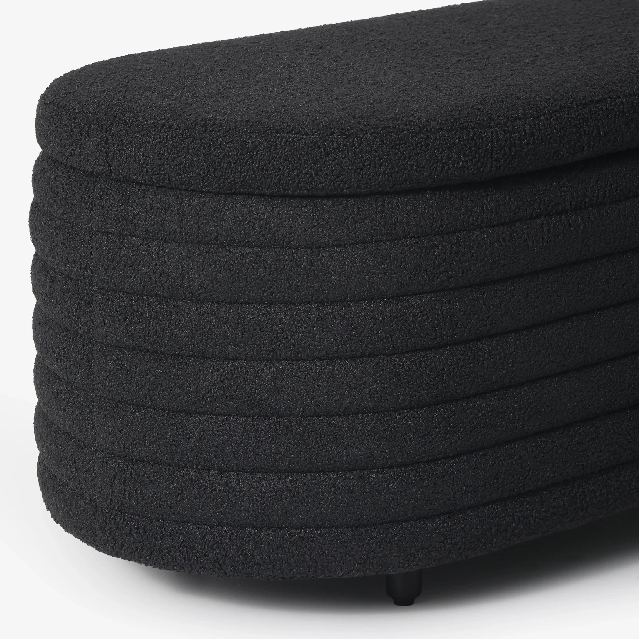 Celine 42" Wide Mid-Century Modern Upholstered Teddy Sherpa Tufted Oval Storage Ottoman Bench