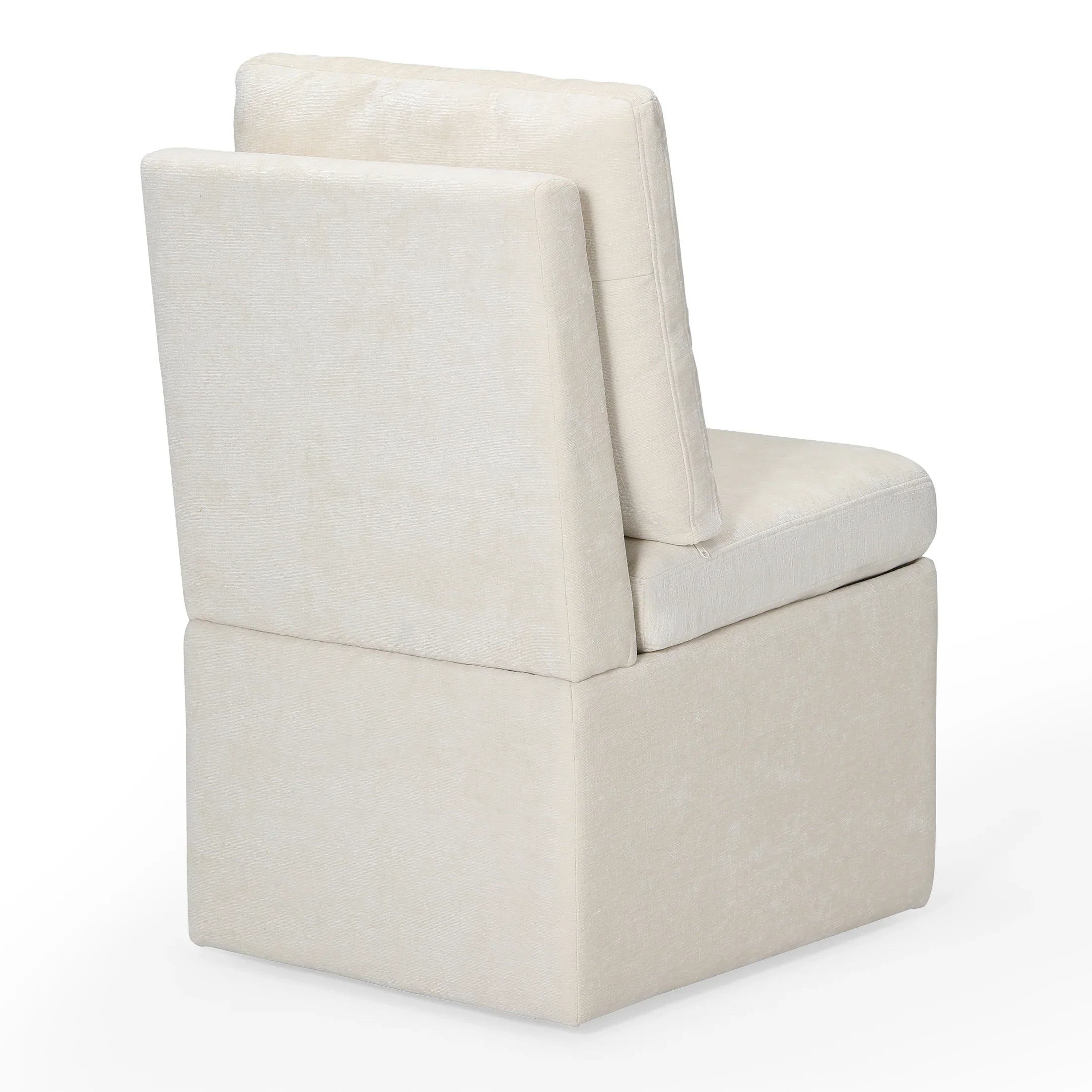 Danburry Modern Upholstered Chenille Armless Dining Chairs With Casters (Set of 4)