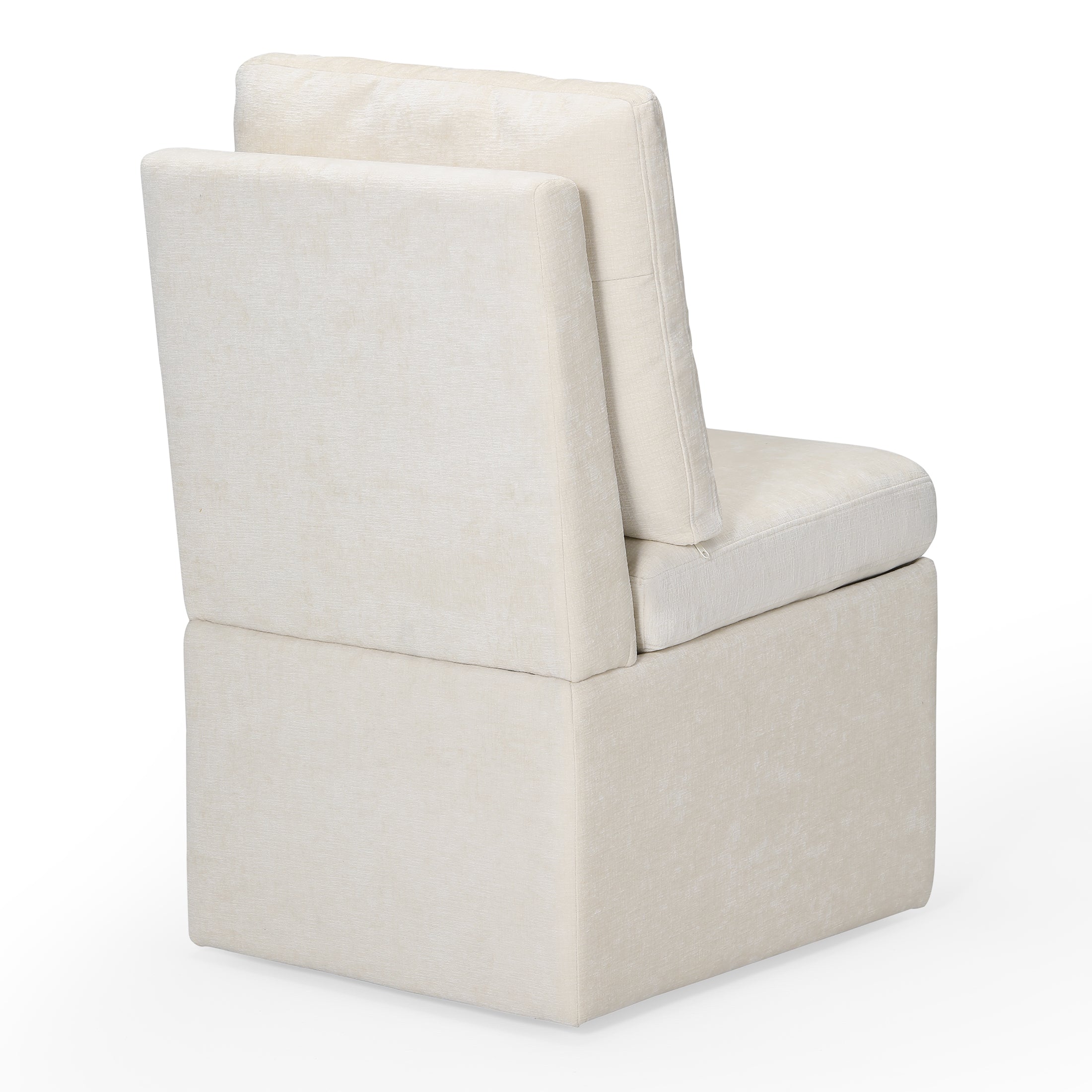 Danburry Modern Upholstered Chenille Armless Dining Chairs With Casters (Set of 2)