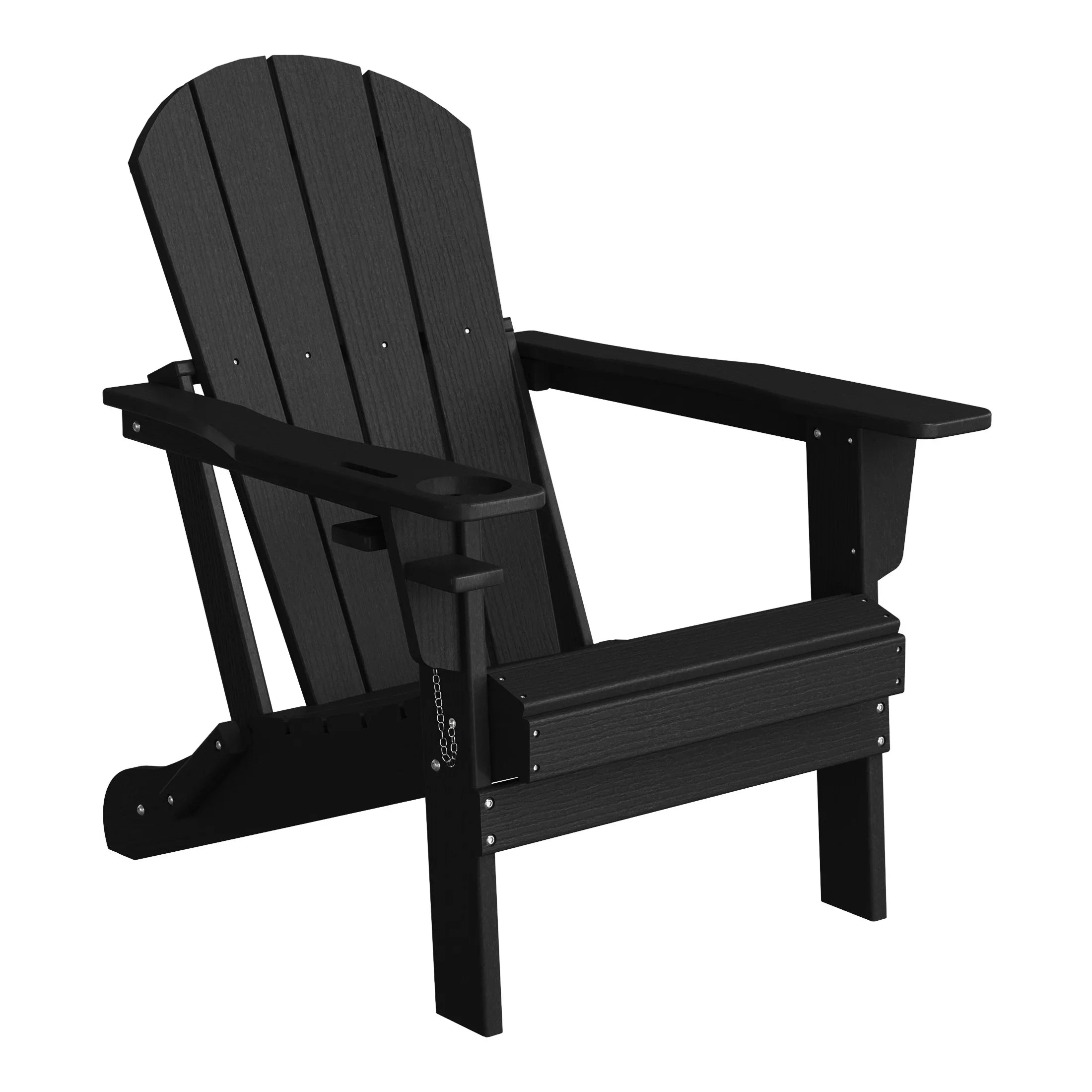 Rockport Outdoor Patio HDPE Resin Folding Adirondack Chairs With Cup Holder and Phone Holder (Set of Four)