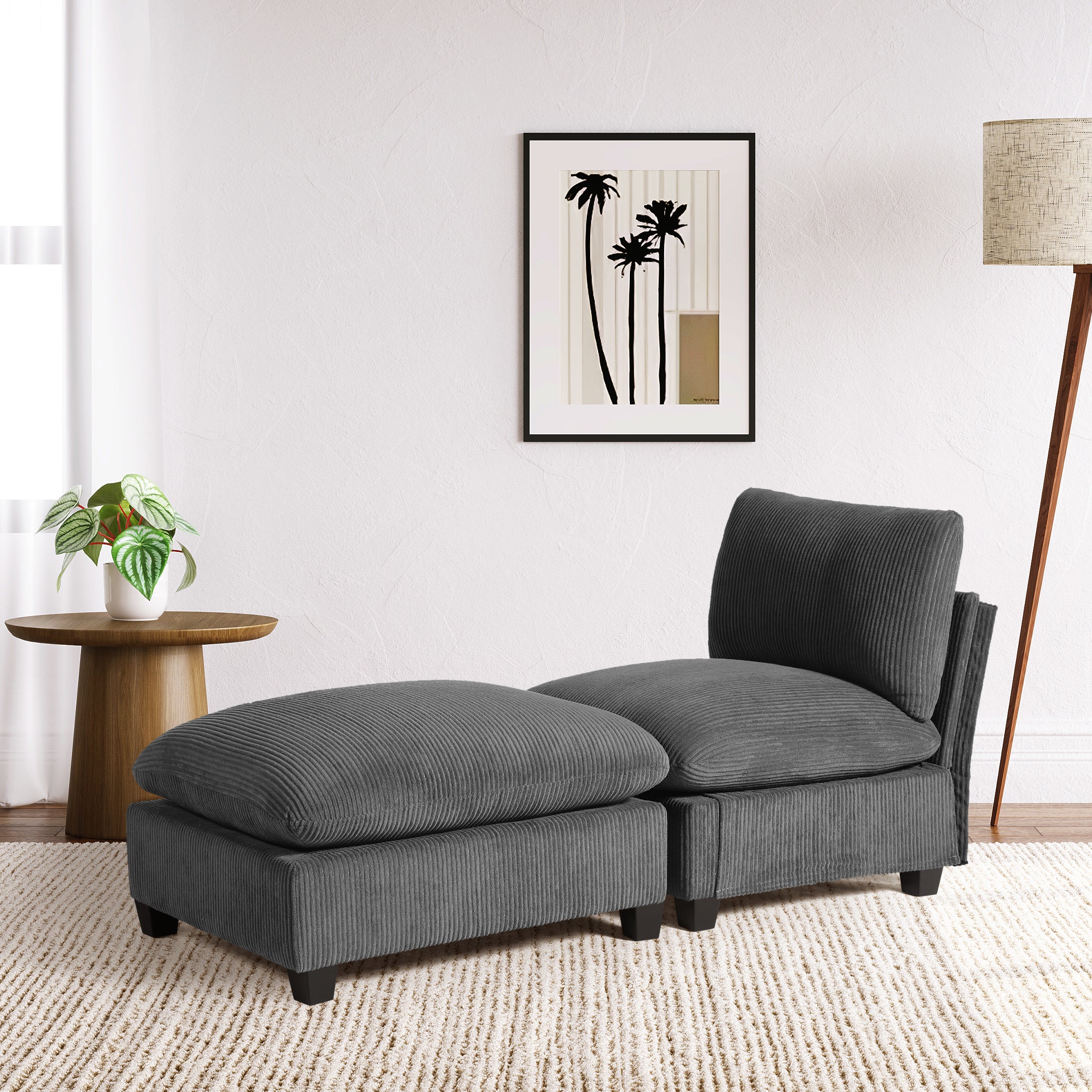 Ava 68.5" Corduroy Upholstered Indoor Chaise Lounge Chair