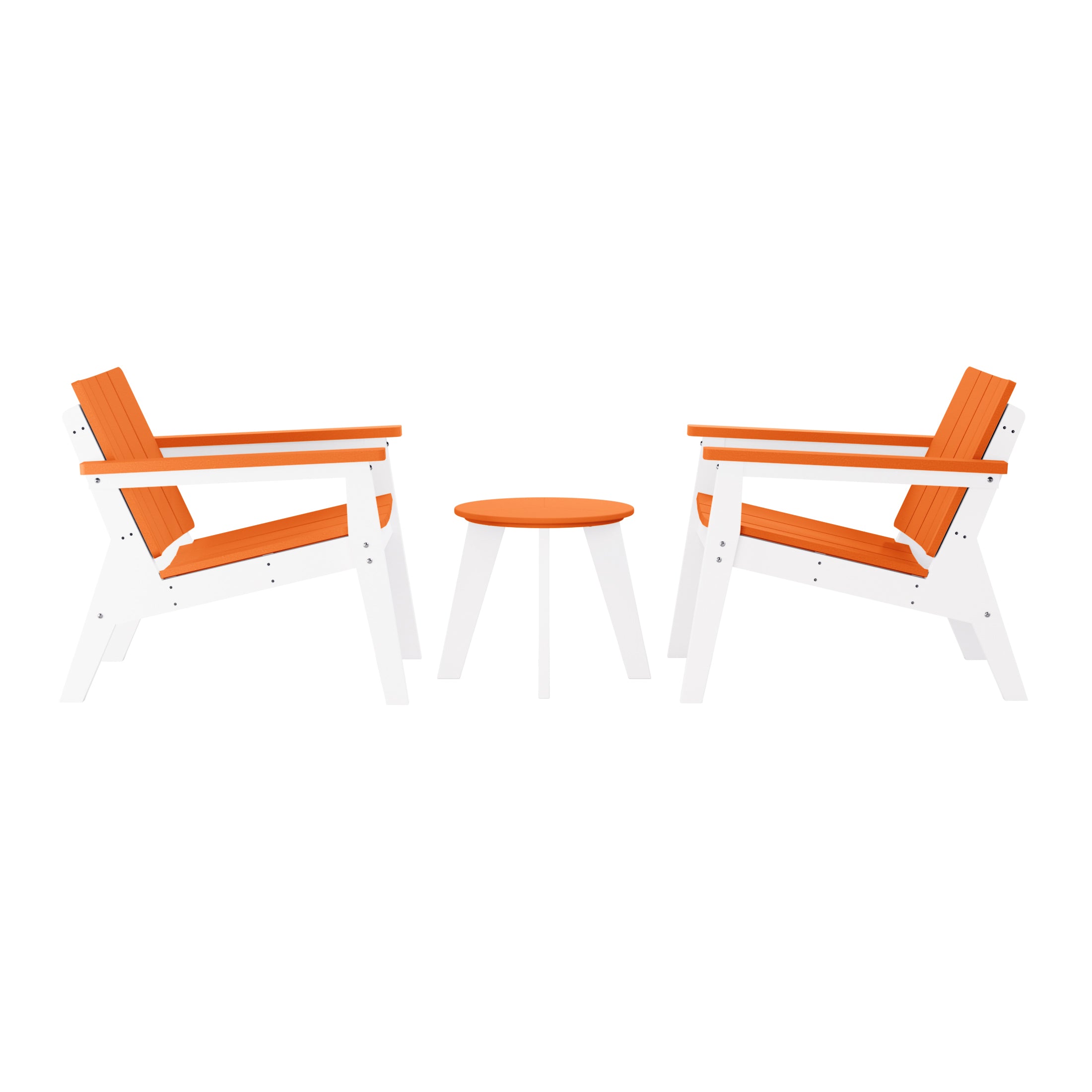 Seaside 3-Piece Outdoor HDPE Conversation Set with Deep Seating Chairs and Round Side Table