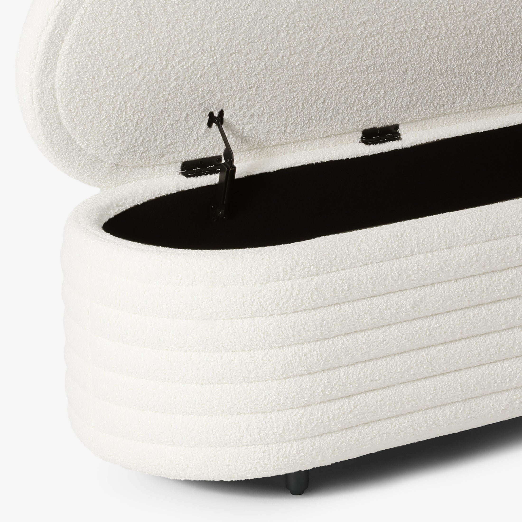 Celine 54" Wide Mid-Century Modern Upholstered Teddy Sherpa Tufted Oval Storage Ottoman Bench