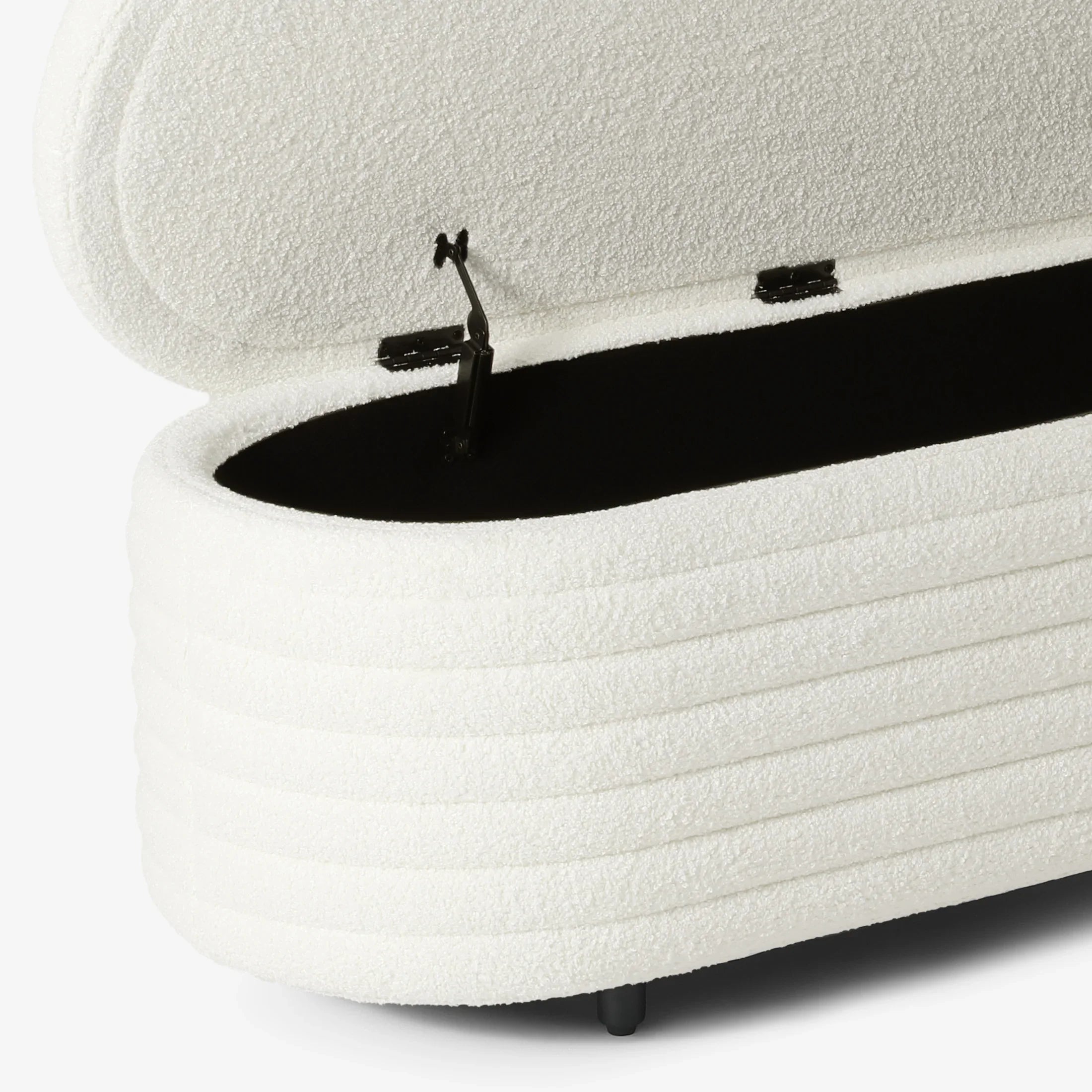 Celine 54" Wide Mid-Century Modern Upholstered Teddy Sherpa Tufted Oval Storage Ottoman Bench