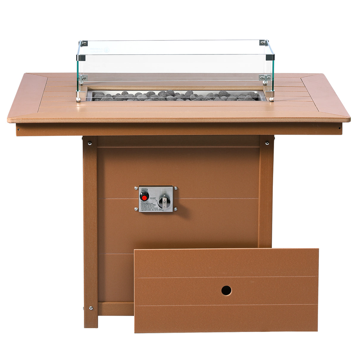 Sol 46" Modern Outdoor Patio Gas Propane Rectangular Fire Pit Table