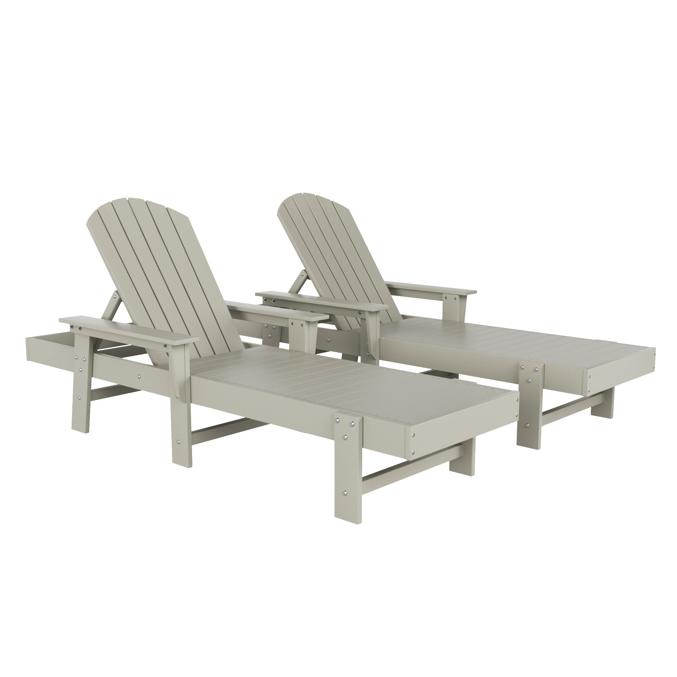 Portside 2 Piece Adirondack Poly Reclining Chaise Lounge With Arms
