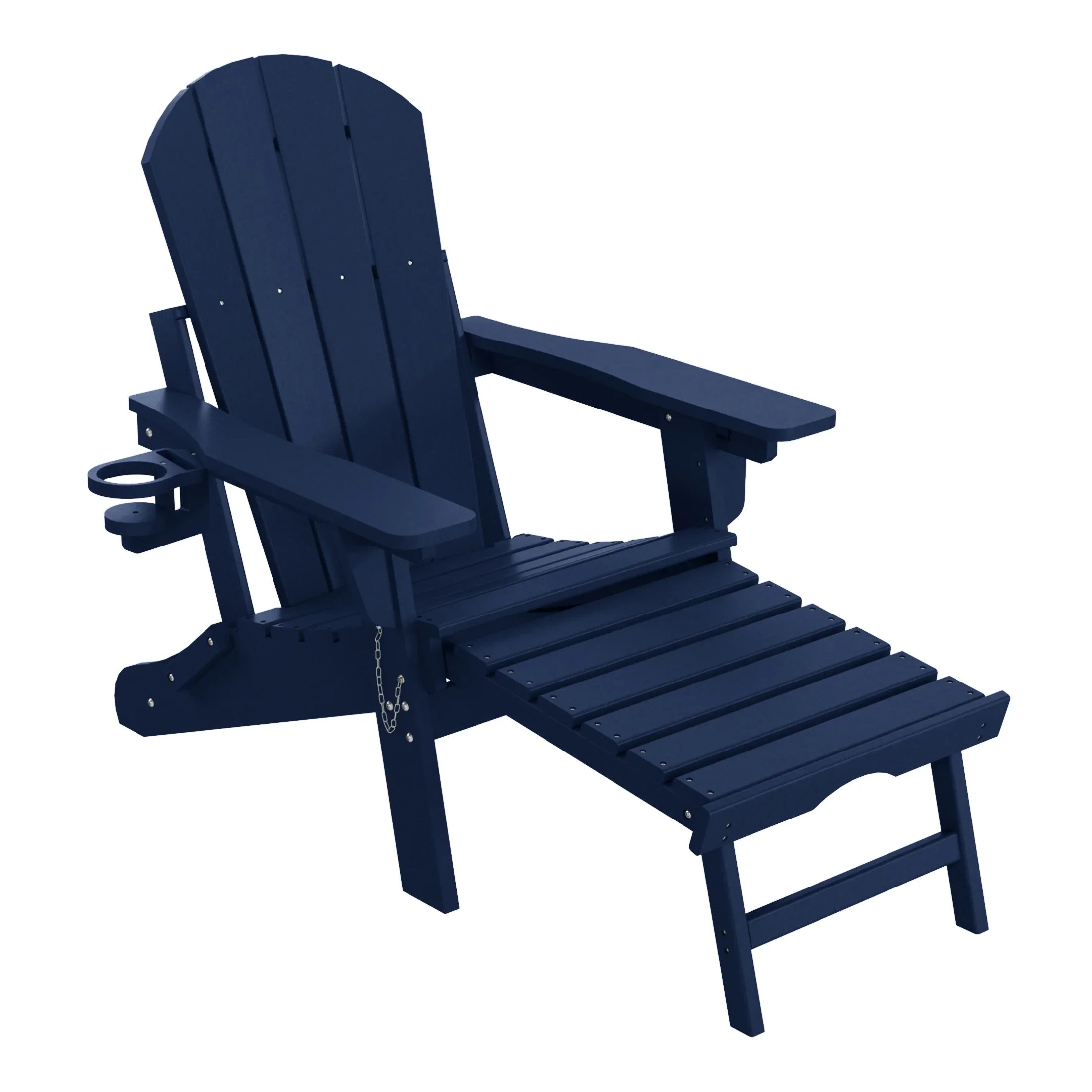 Paradise Folding Adjustable Adirondack Chair with Retractable Ottoman and Cup Holder (Set of 2)
