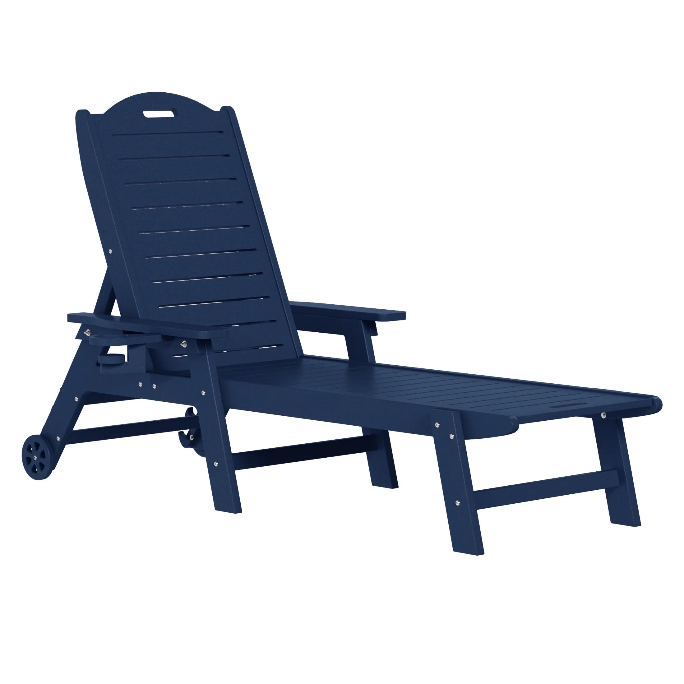 Lago 3-Piece Outdoor Patio Chaise Lounge Chair with Wheels & Cup Holder with Patio Side Table