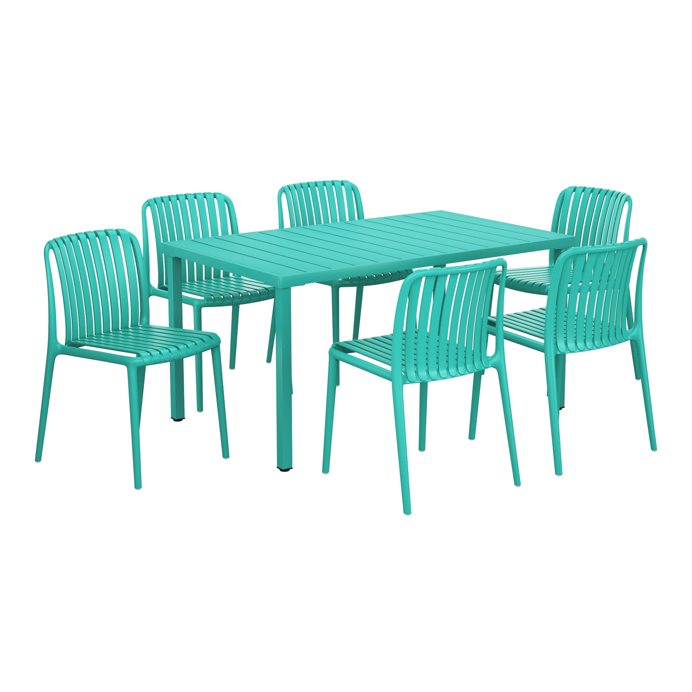Sunshine 7-Piece Outdoor Patio Dining Table Set With Stackable Patio Chairs