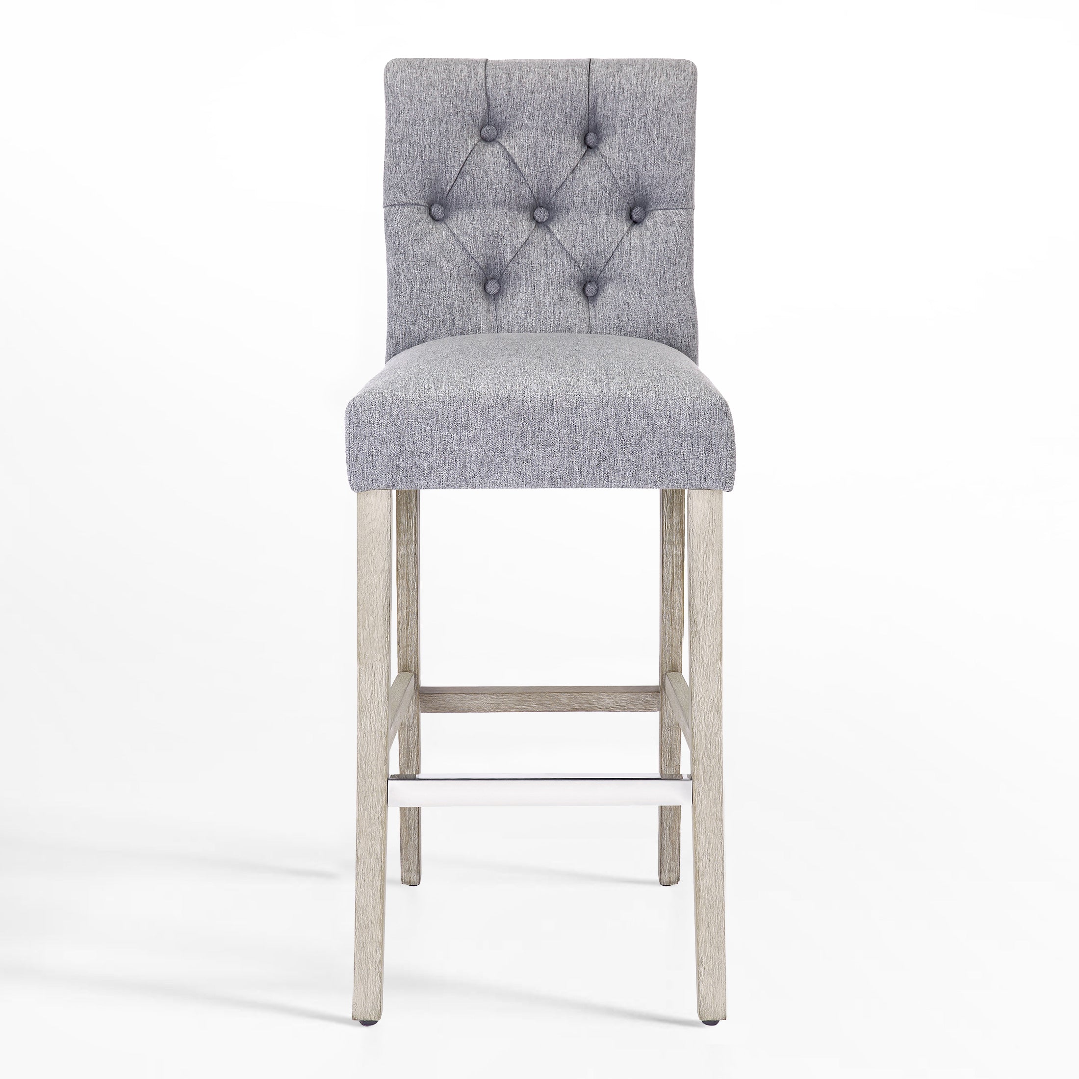 Bellmount 29" Linen Fabric Tufted Bar Stool,Antique Gray