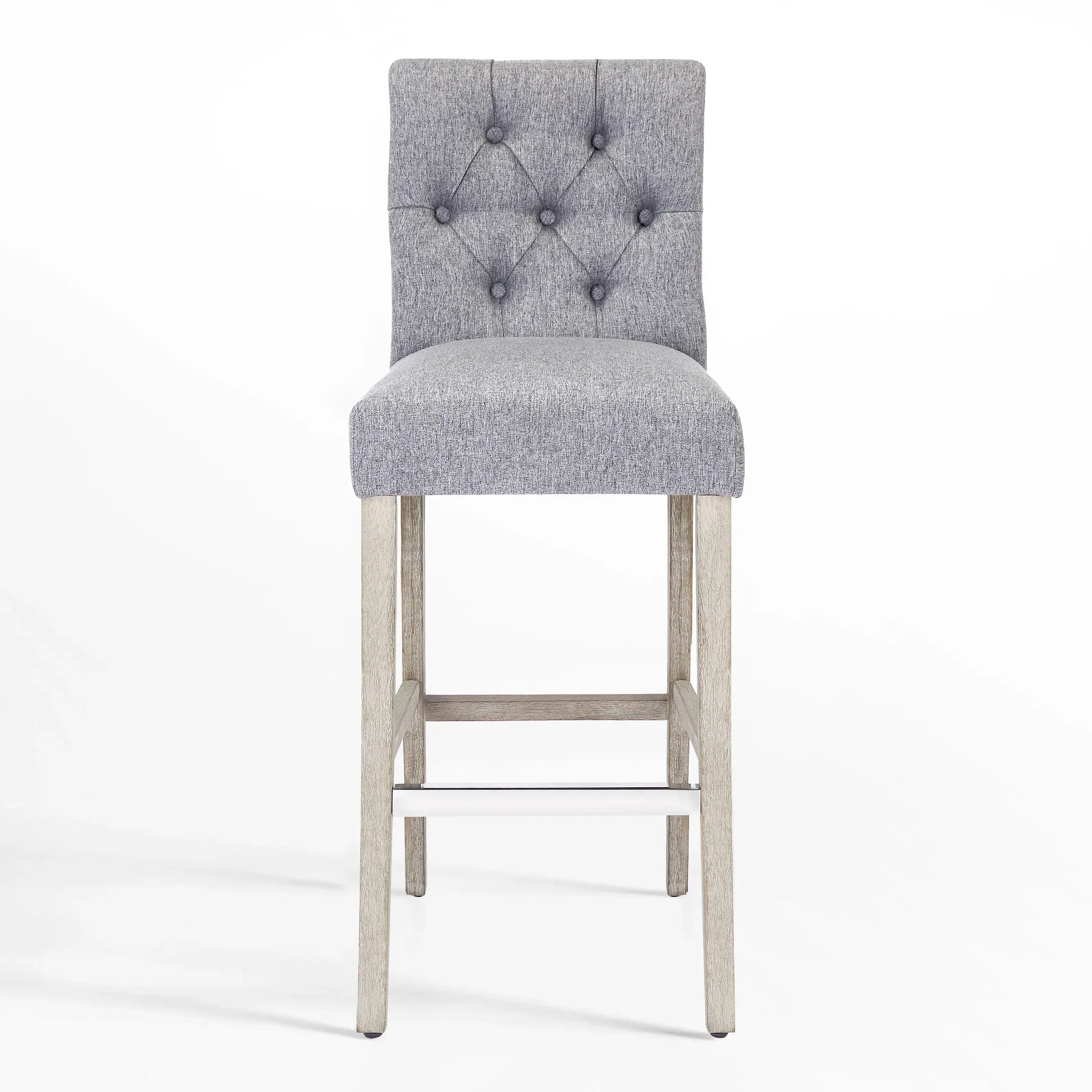 Bellmount 29" Linen Fabric Tufted Bar Stool,Antique Gray