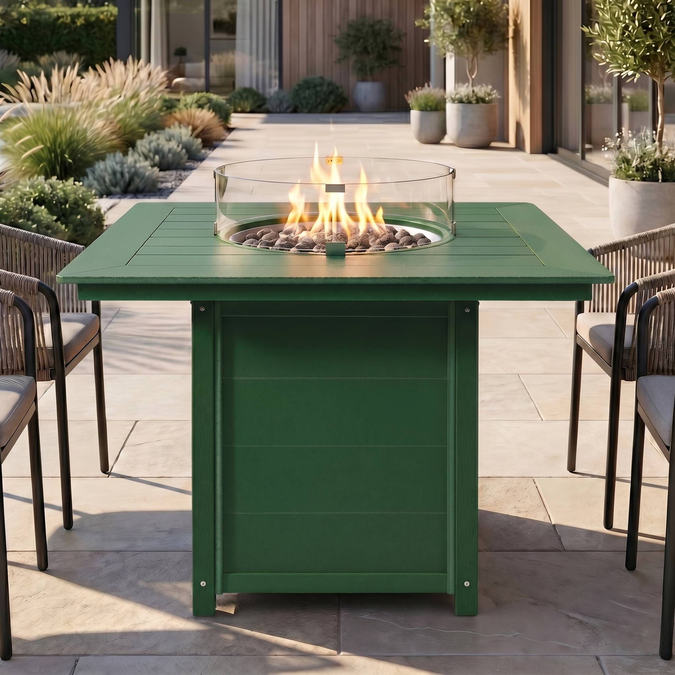 Sol 42" Modern Outdoor Patio Gas Propane Square Fire Pit Table