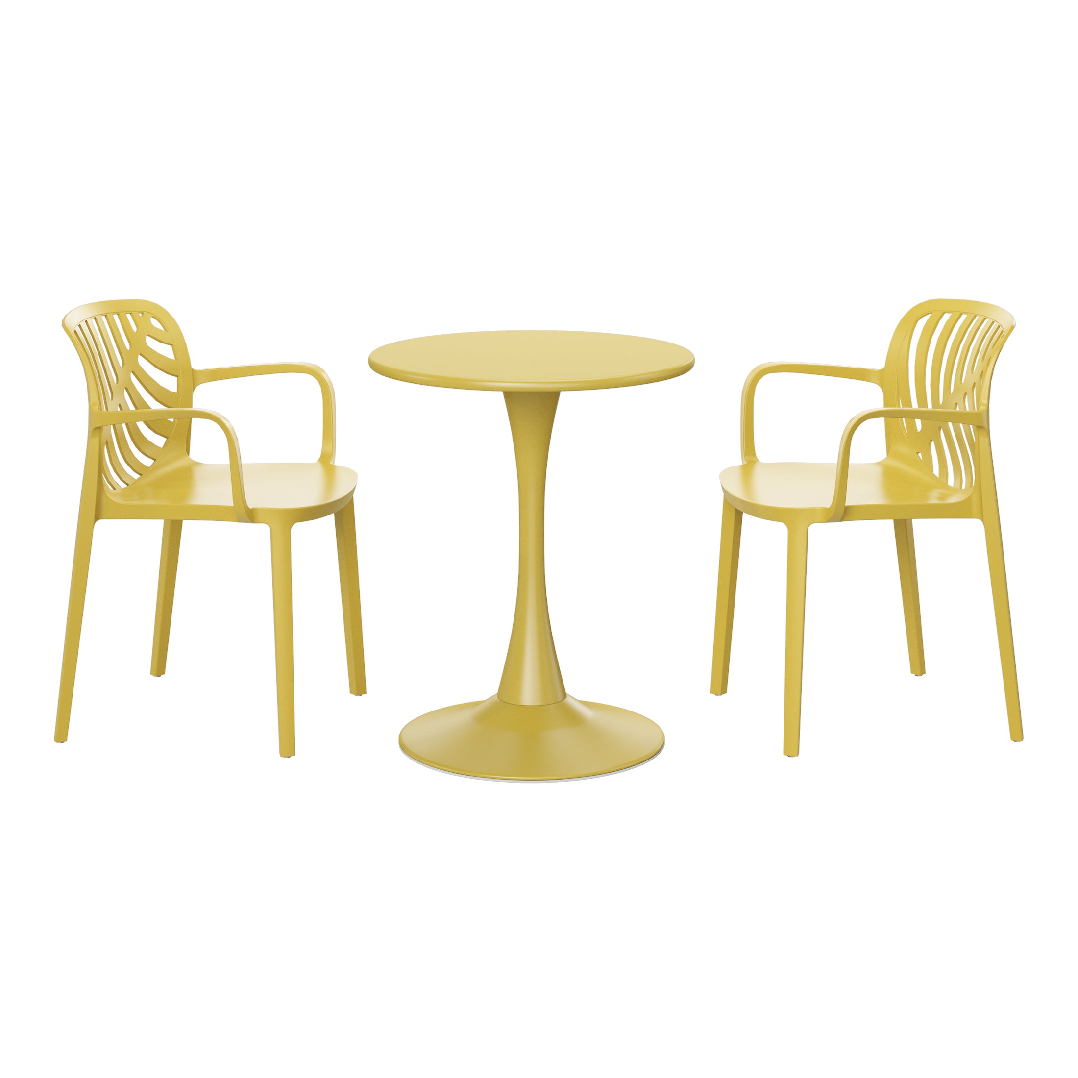 Sunshine 3-Piece Outdoor Indoor Metal Patio Dining Table Set With Stackable Patio Chairs