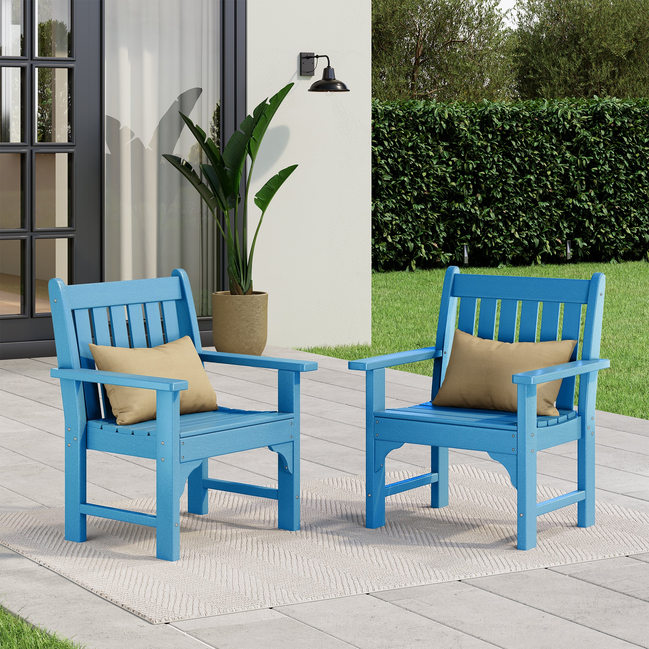 Paradise Outdoor Patio HDPE Adirondack Dining Arm Chairs (Set of 2)