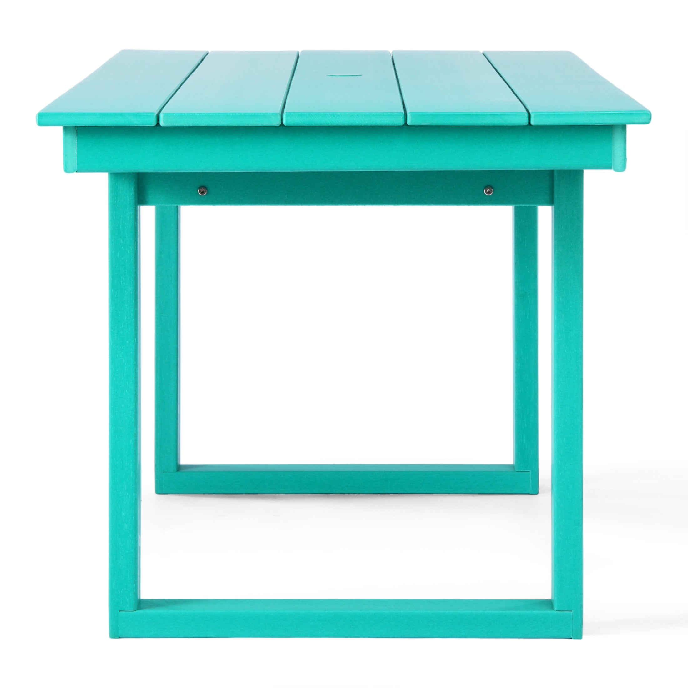 Cambria 68" Outdoor HDPE Modern Rectangular Patio Dining Table With Umbrella Hole