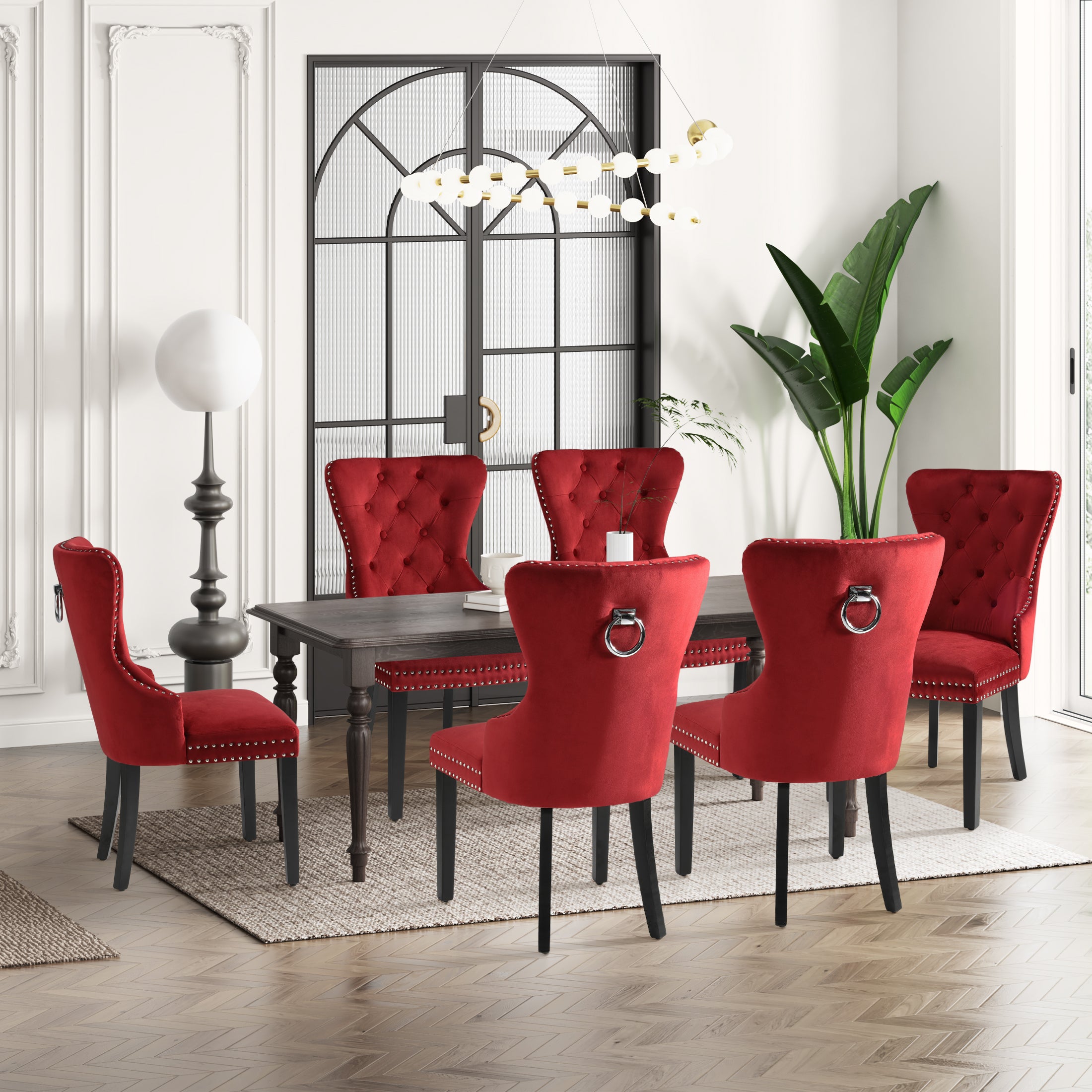 Hank Velvet Upholstered Tufted Dining Chairs (Set of 6)
