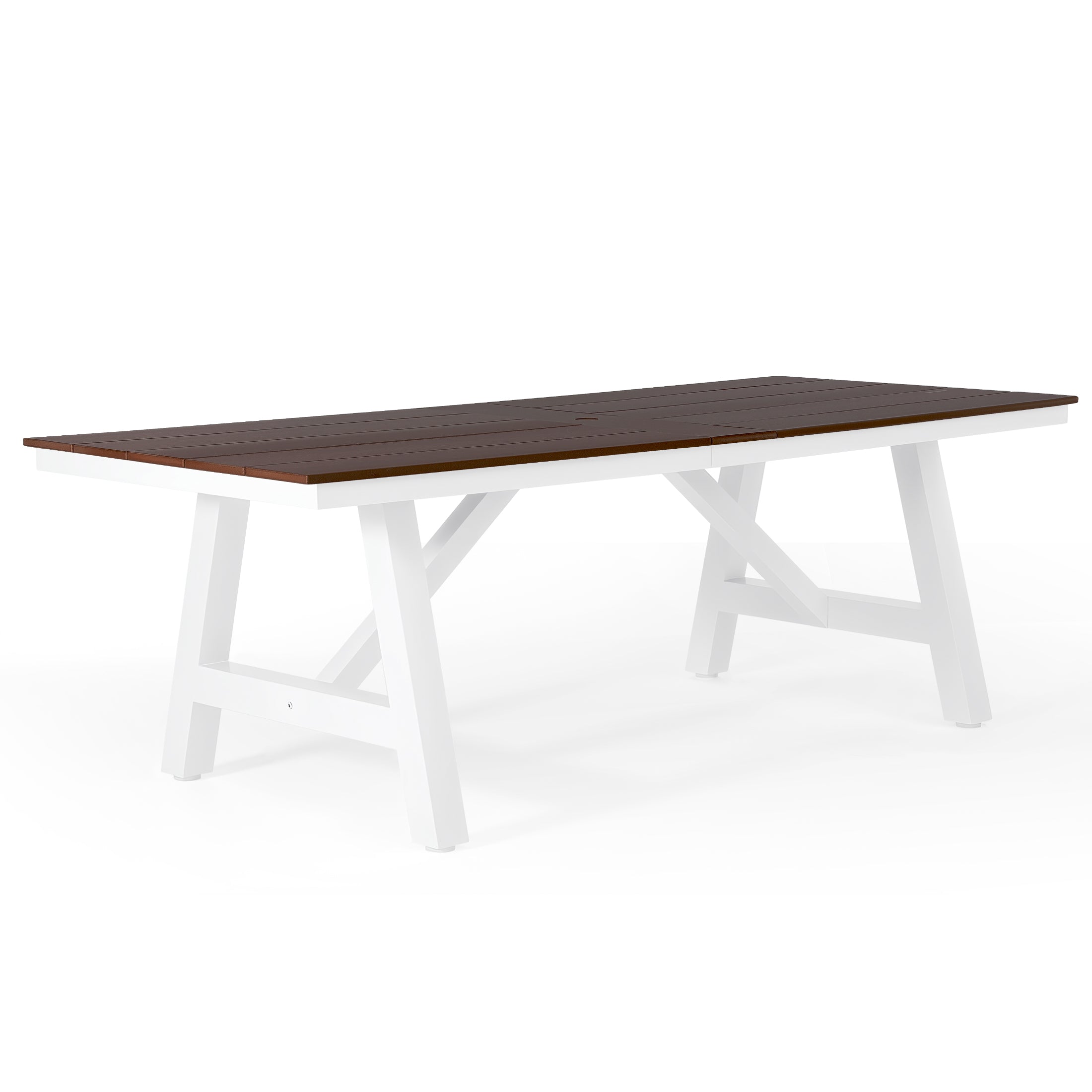 Stinson 90" HDPE Rectangle Outdoor Patio Dining Table With Umbrella Hole and Metal Frame