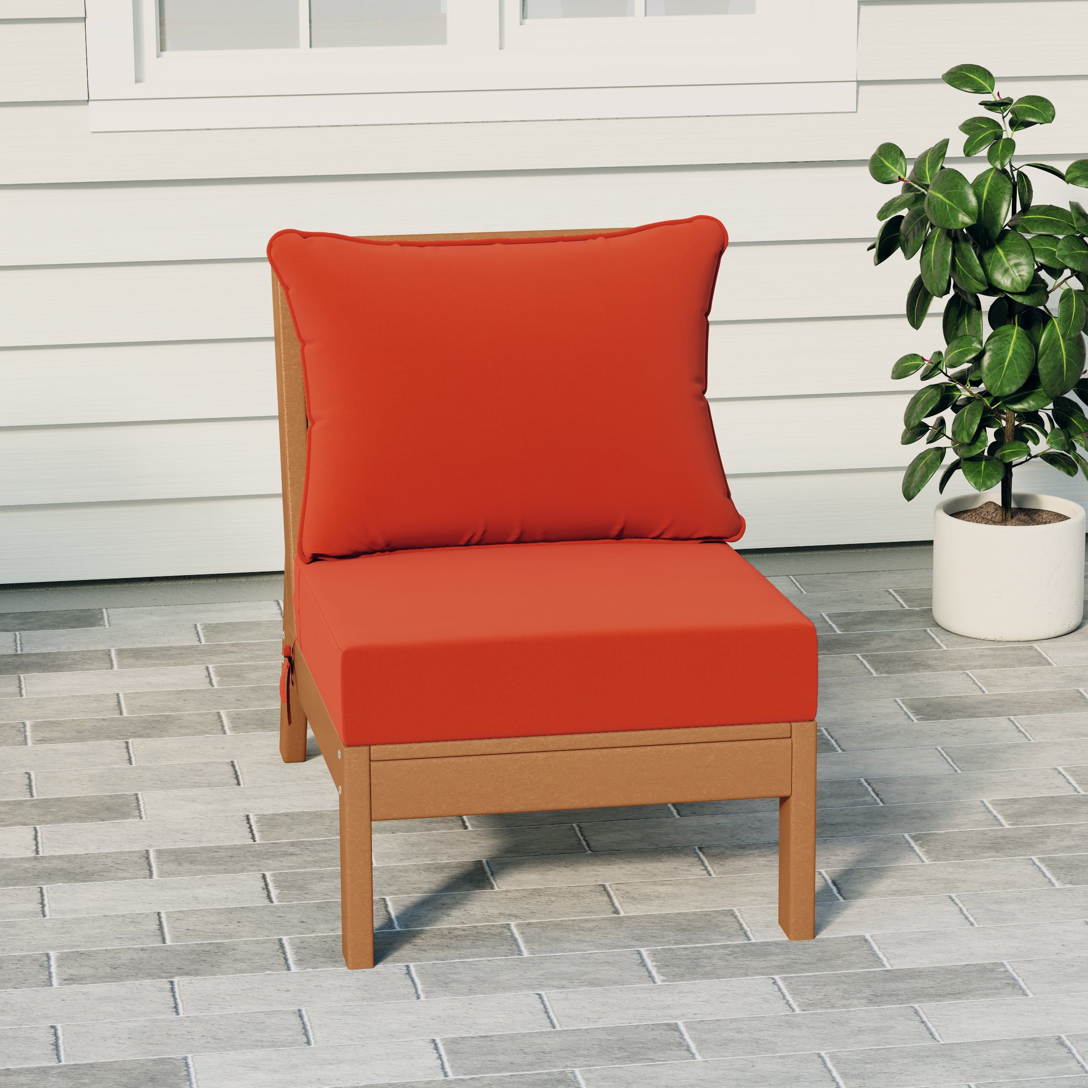 Portsmouth Outdoor HDPE Deep Seating Modular Armless Patio Chair with Patio Cushions