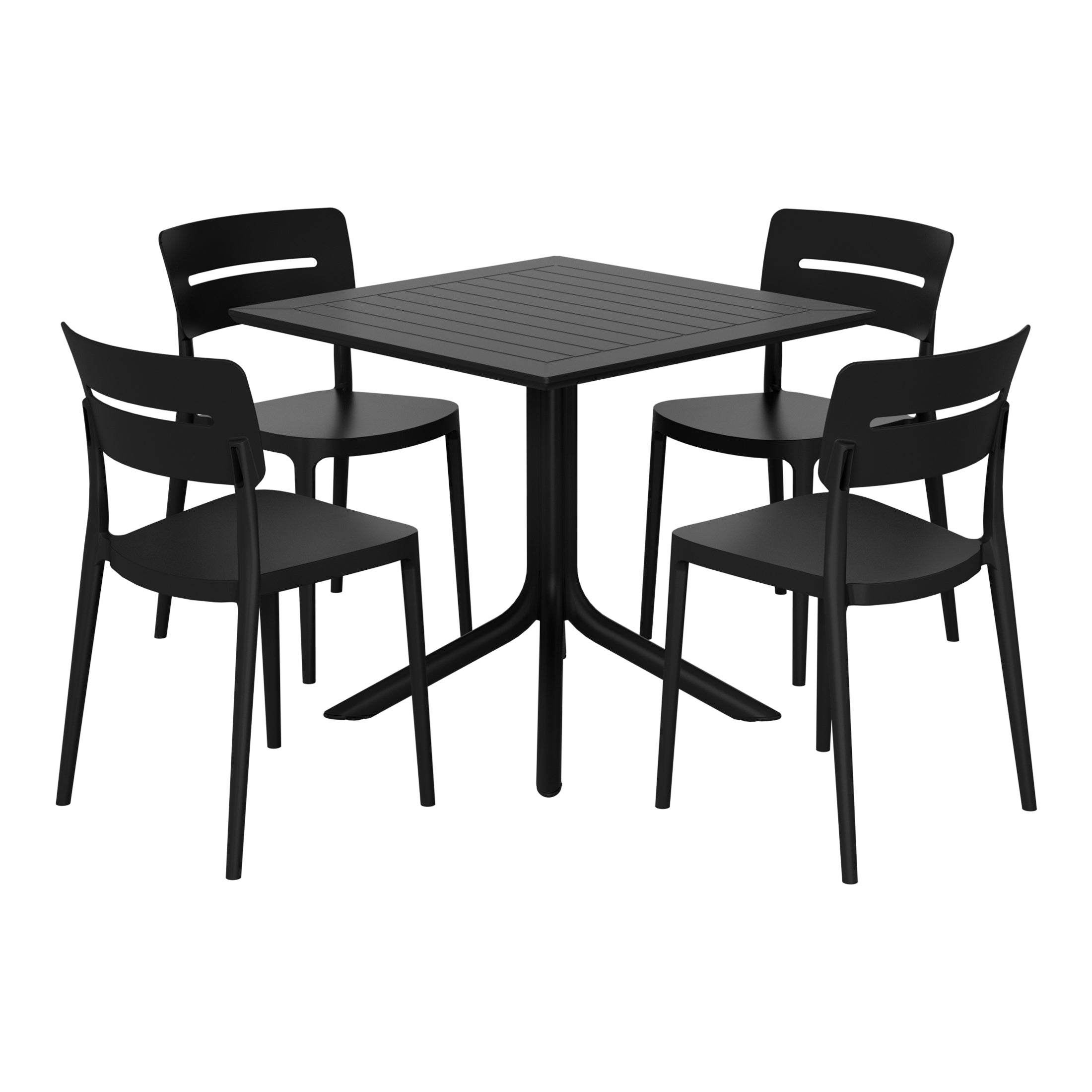 Sunshine Modern 5-Piece Resin Patio Dining Table Set with Stackable Patio Dining Chairs
