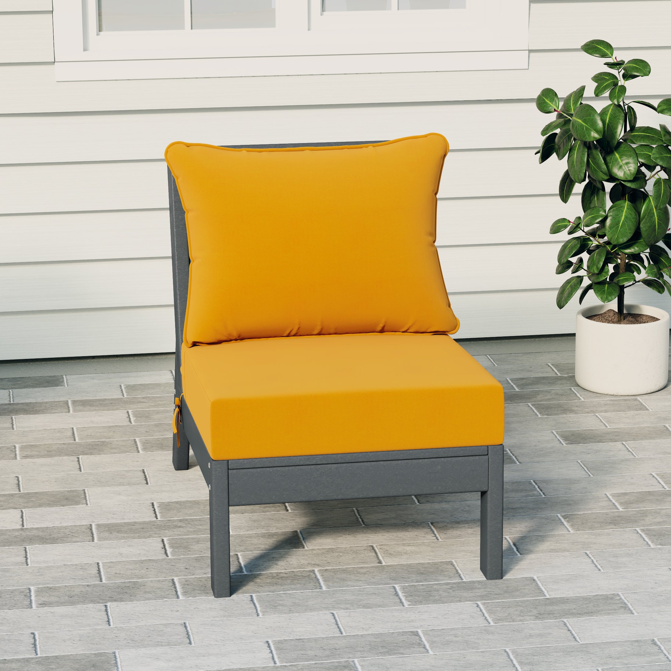Portsmouth Outdoor HDPE Deep Seating Modular Armless Patio Chair with Patio Cushions