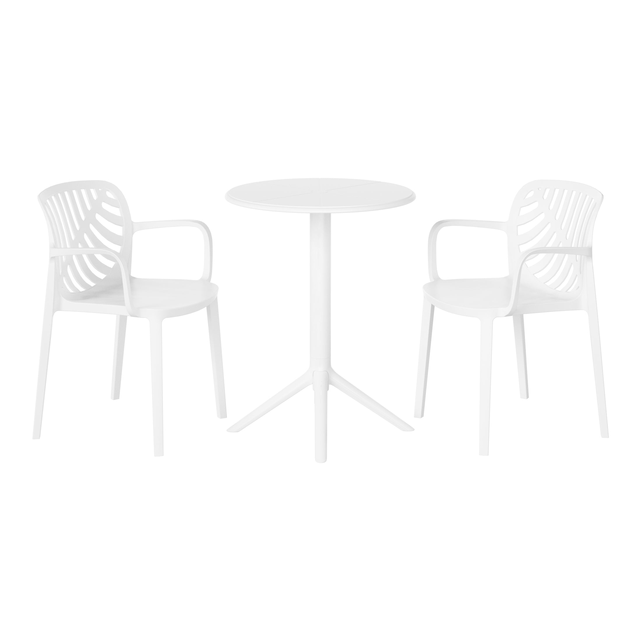 Sunshine 3-Piece Outdoor Resin Patio Bistro Table Set with Stackable Patio Dining Side Chairs For 2