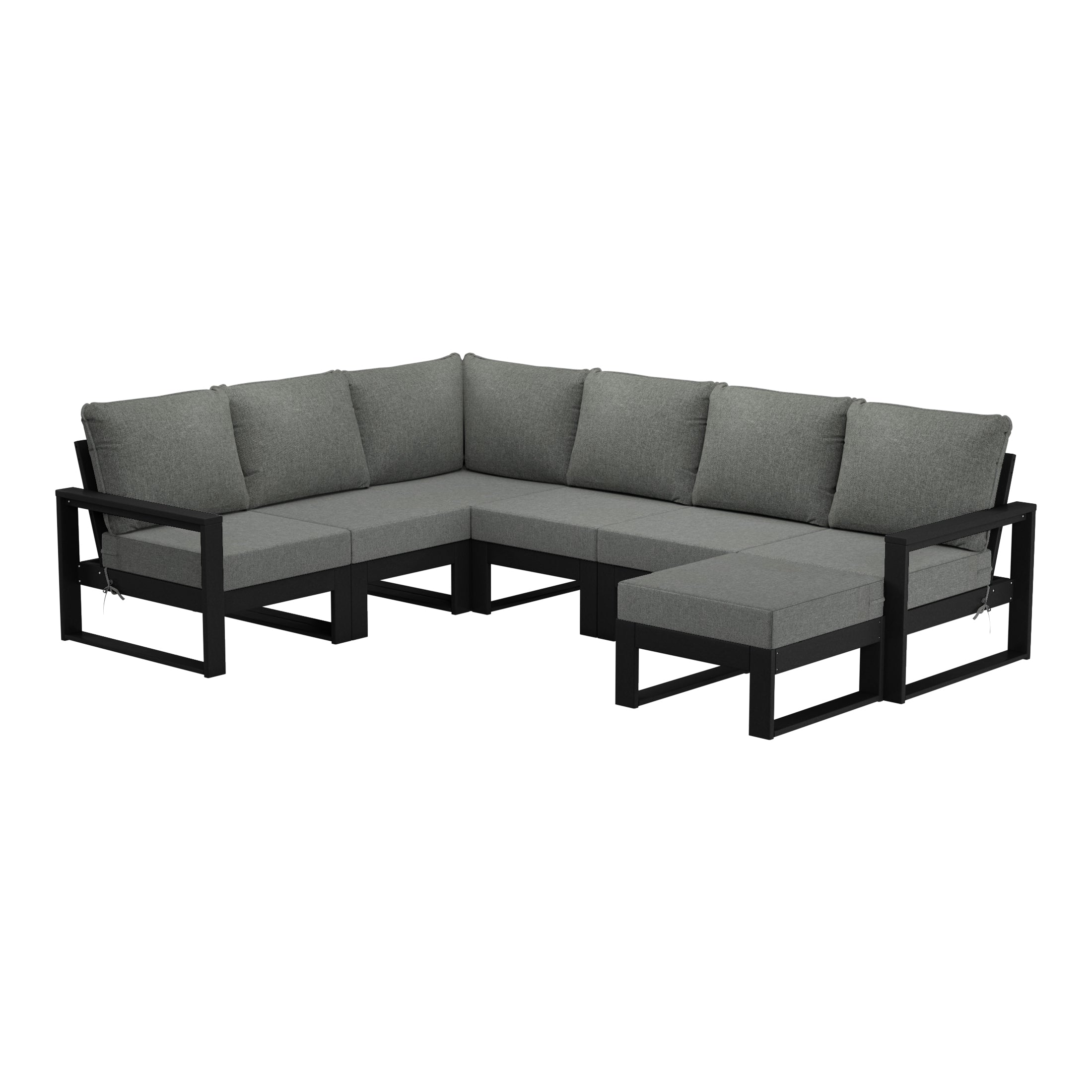 Rockaway 7-Piece Outdoor Modular L-Shaped Corner Patio Sectional Sofa Set