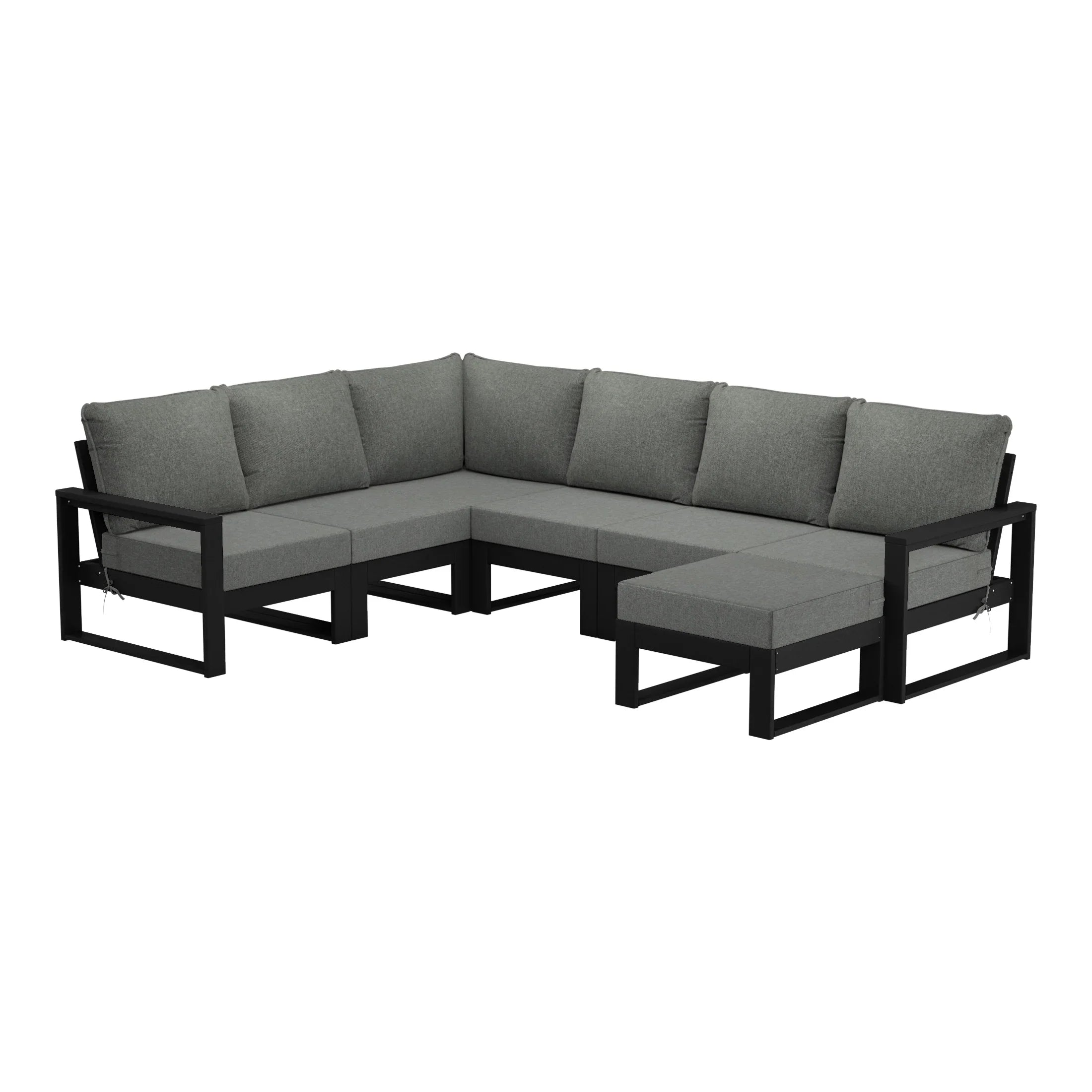 Rockaway 7-Piece Outdoor Modular L-Shaped Corner Patio Sectional Sofa Set