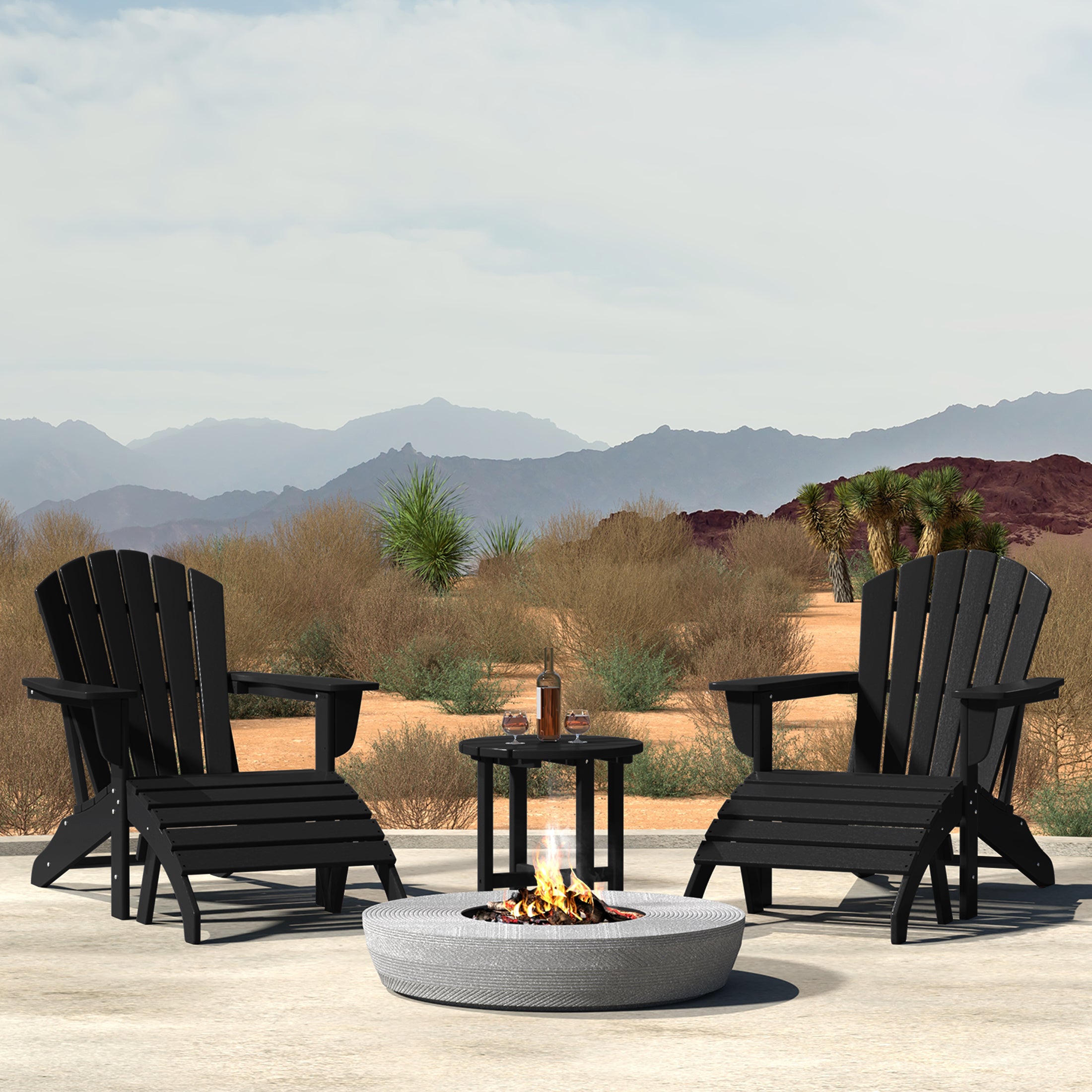 Portside Outdoor Adirondack Chair With Ottoman And Side Table 5-Piece Set