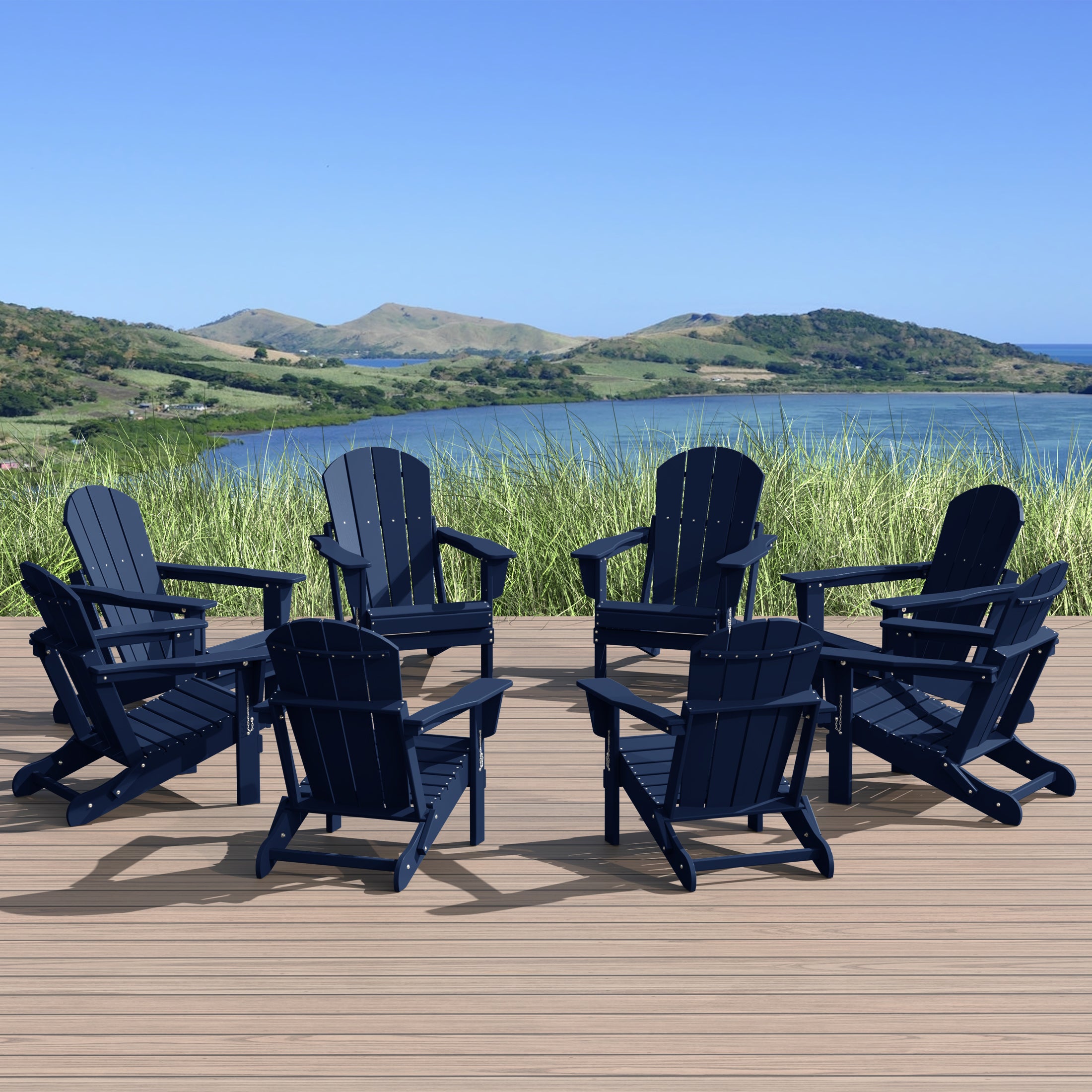 Paradise Outdoor Folding Poly Adirondack Chair (Set of 8)