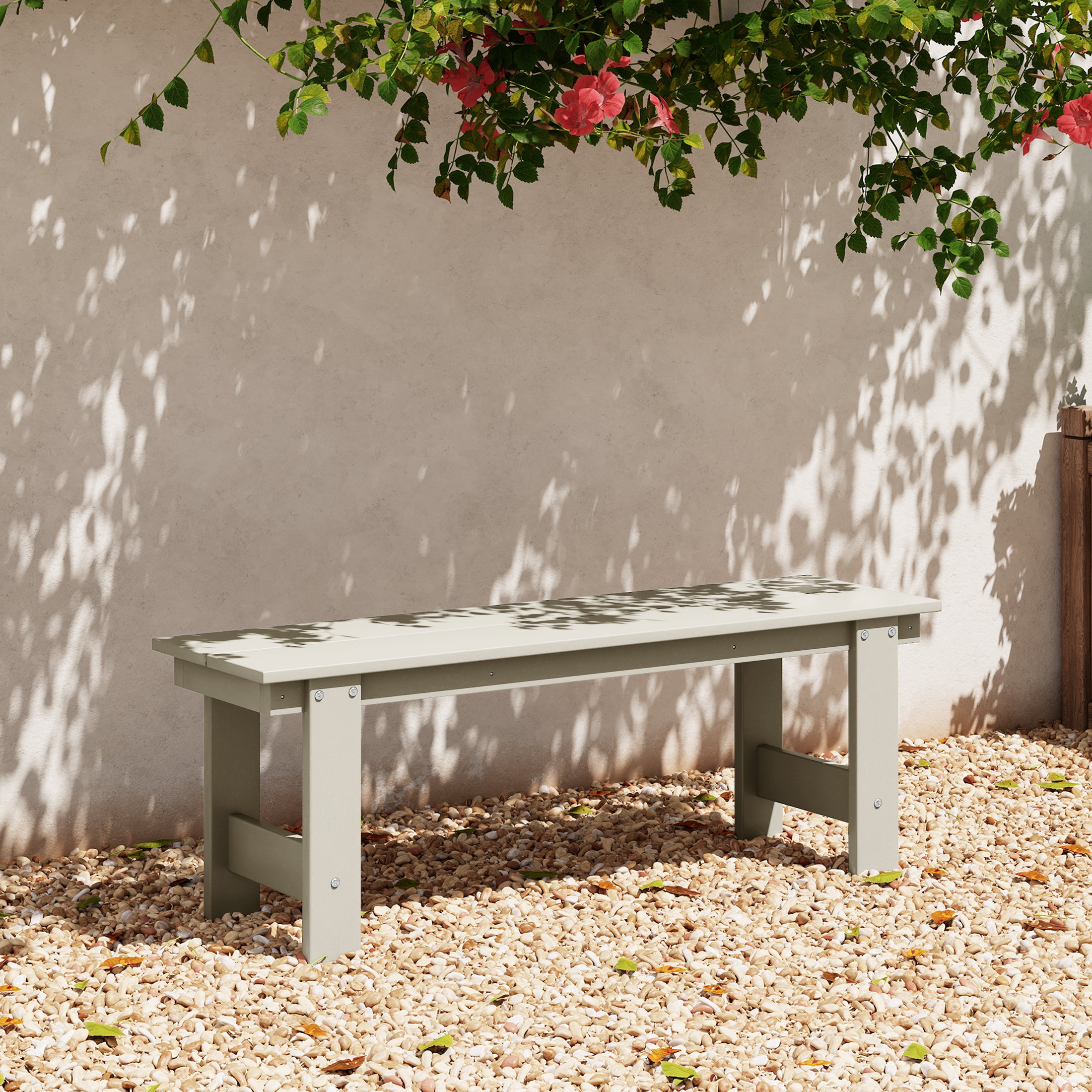 Palms Outdoor HDPE 48" Modern Backless Patio Bench