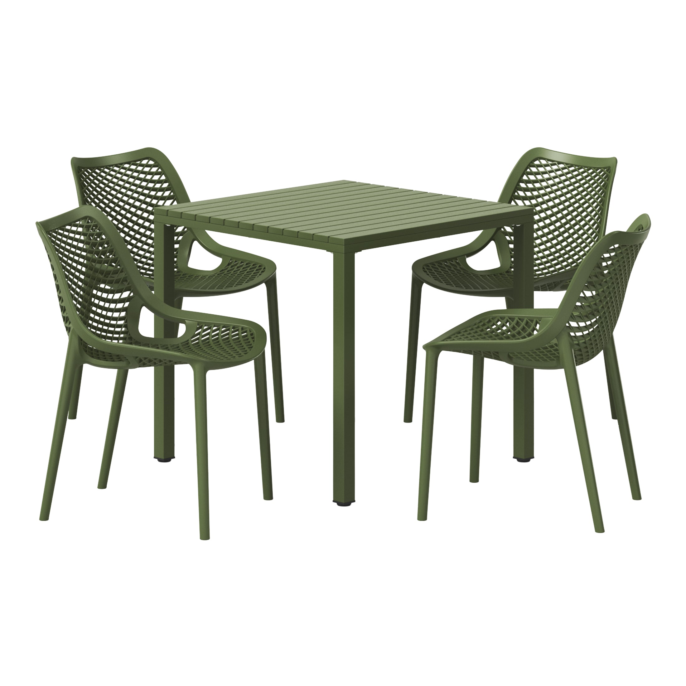 Sunshine 5-Piece Outdoor Patio Metal Frame Dining Table Set with Stackable Patio Dining Chairs