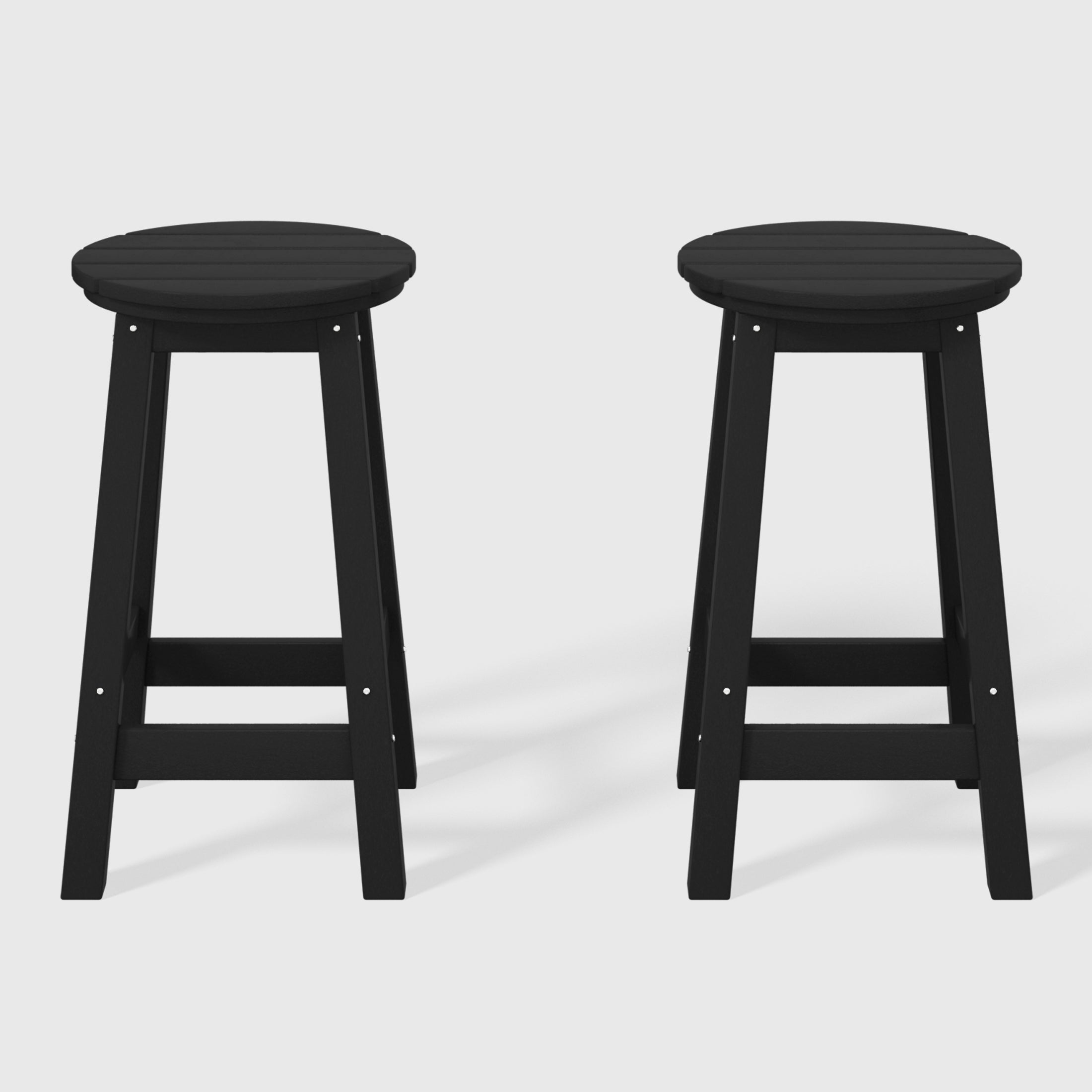 Paradise 24" HDPE Outdoor Patio Round Counter Height Bar Stool Set of 2