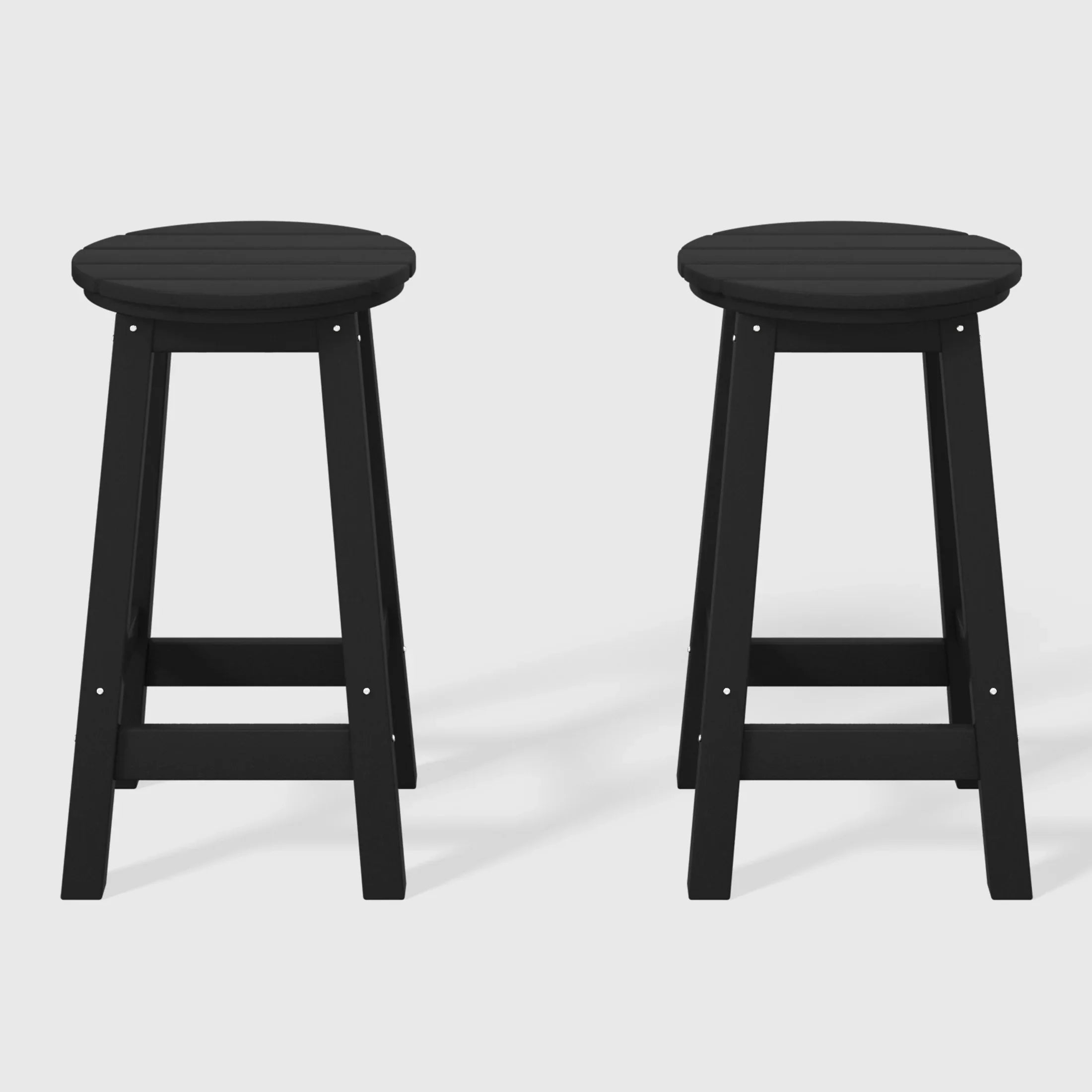 Paradise 24" HDPE Outdoor Patio Round Counter Height Bar Stool Set of 2