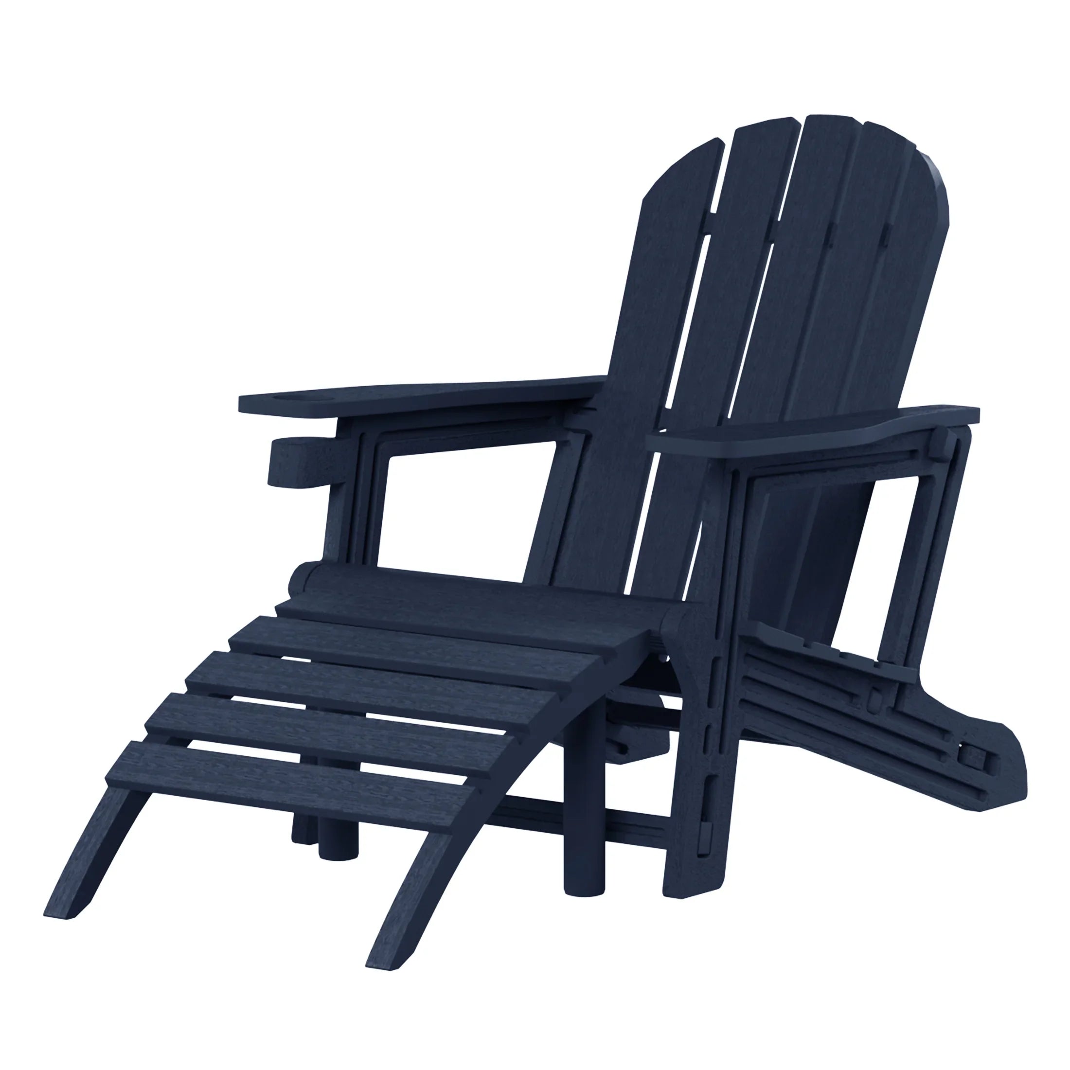 Cayman No-Tools Outdoor HDPE Patio Adirondack Chair with Patio Ottoman