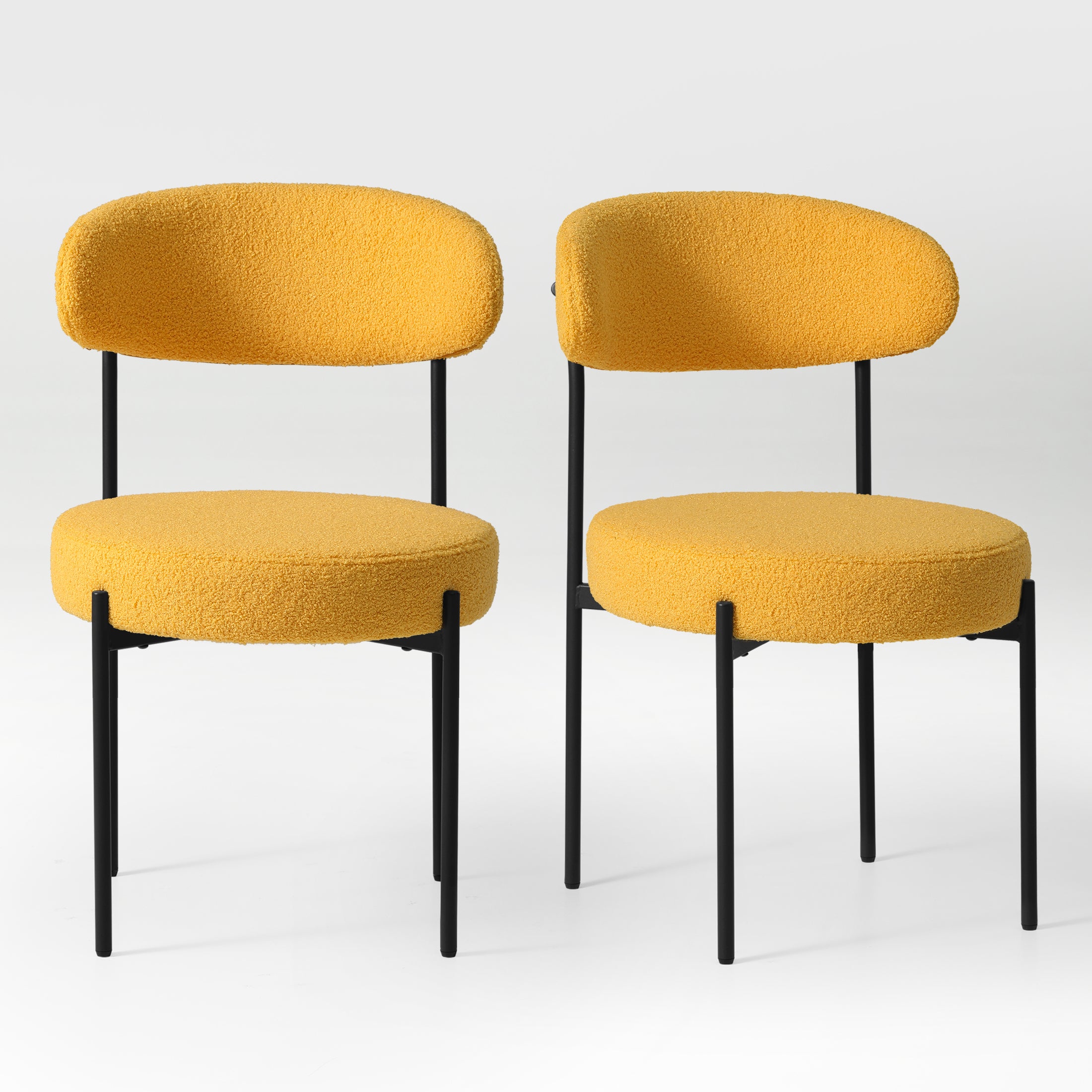 Celine Mid-Century Modern Upholstered Sherpa Round Dining Chairs (Set of 2)