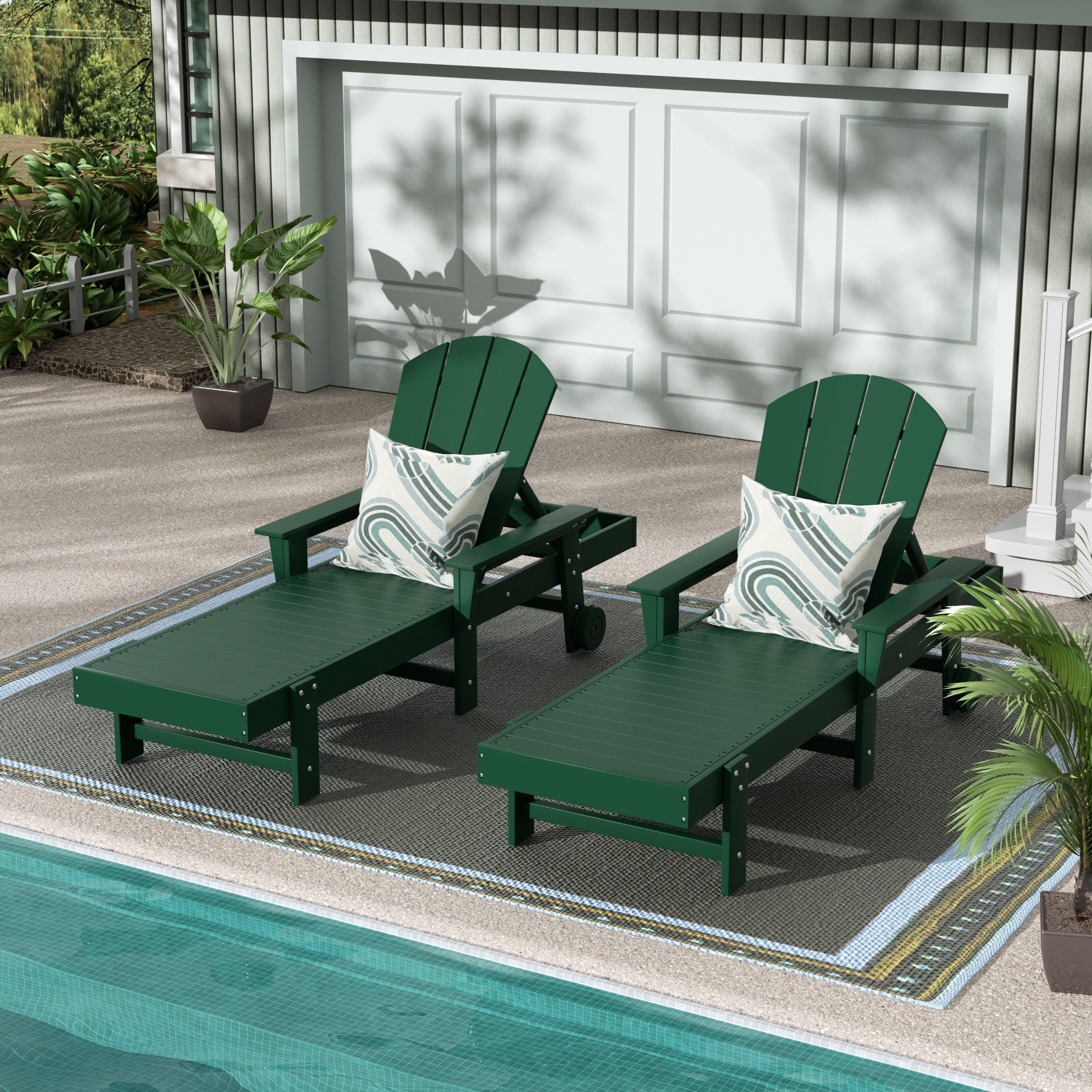 Paradise 2 Piece Reclining Chaise Lounge With Arms & Wheels