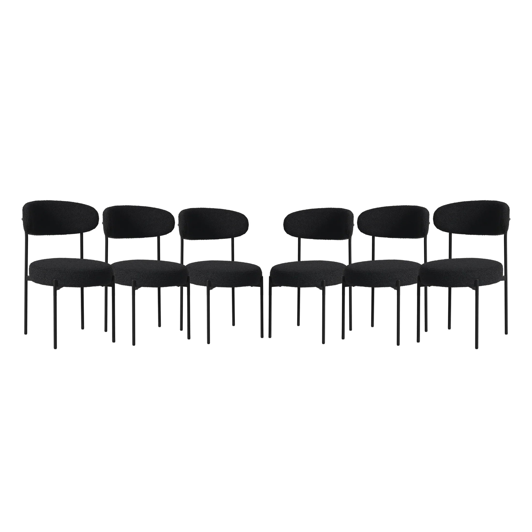 Celine Mid-Century Modern Upholstered Sherpa Round Dining Chairs (Set of 6)