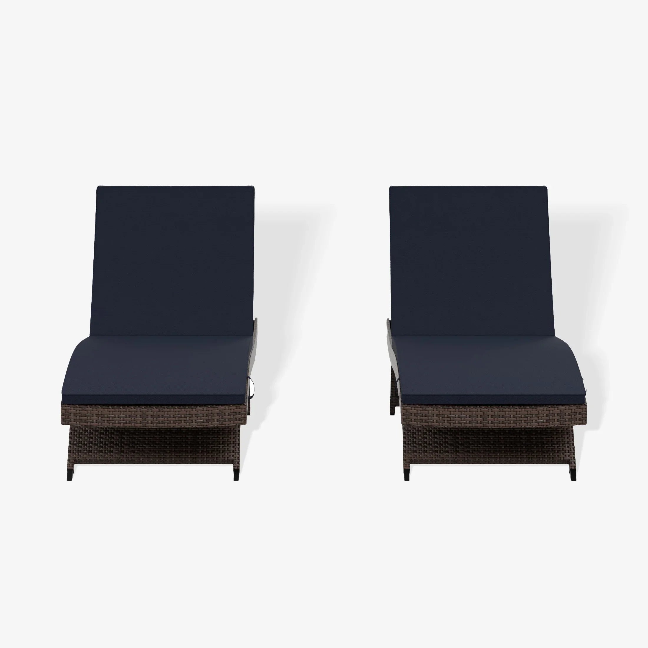 Bahama Brown Rattan Wicker Outdoor Patio Chaise Lounge with Cushion (Set of 2)
