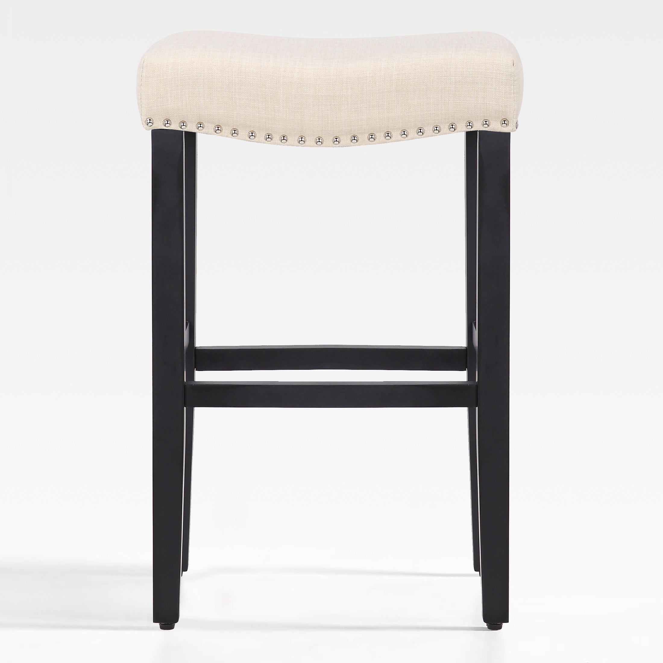 Bulmon 29" upholstered nail head bar counter stools with Black color legs