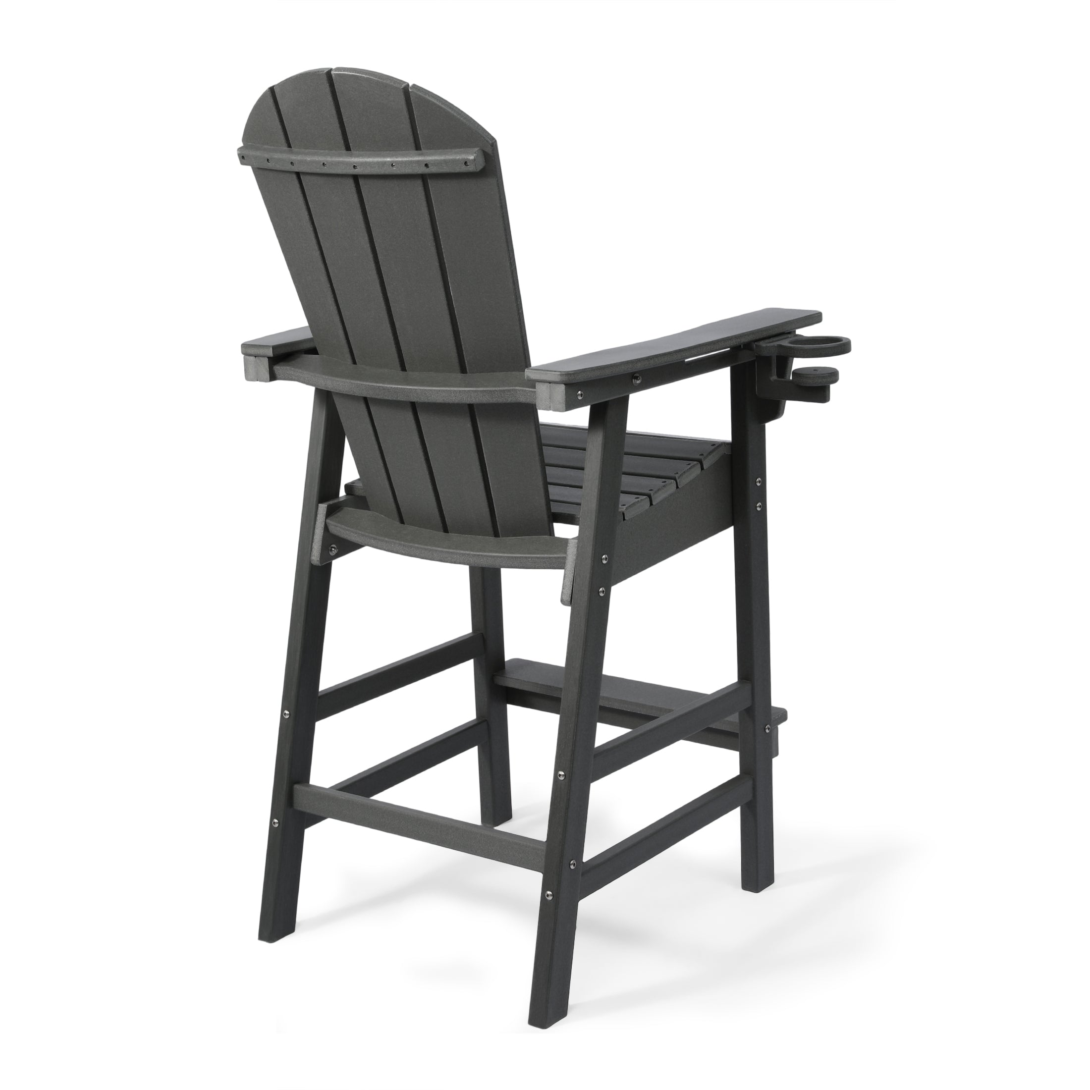 Paradise Outdoor HDPE Tall Adirondack Bar Height Chair With Cup Holder