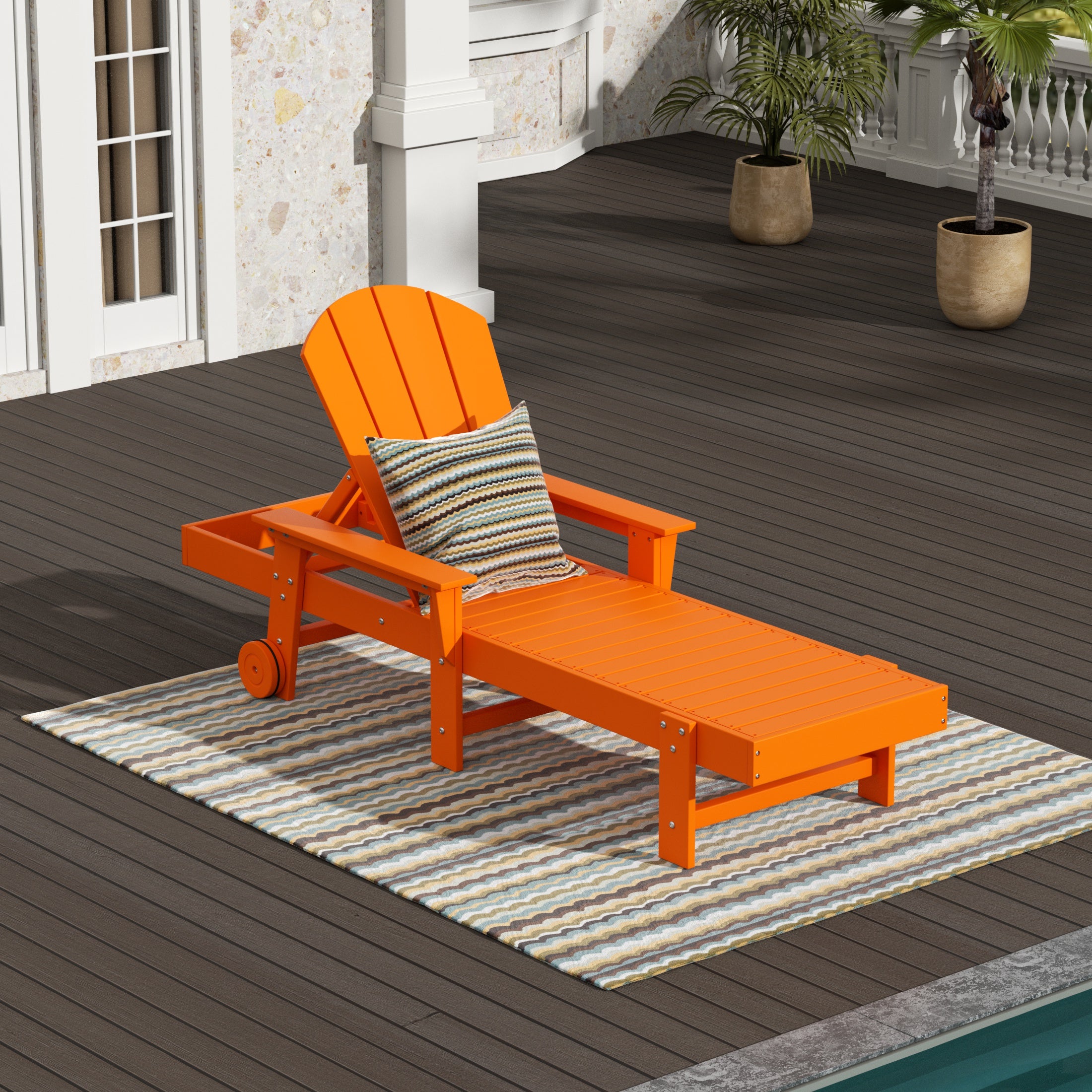 Paradise Reclining Chaise Lounge With Arms & Wheels