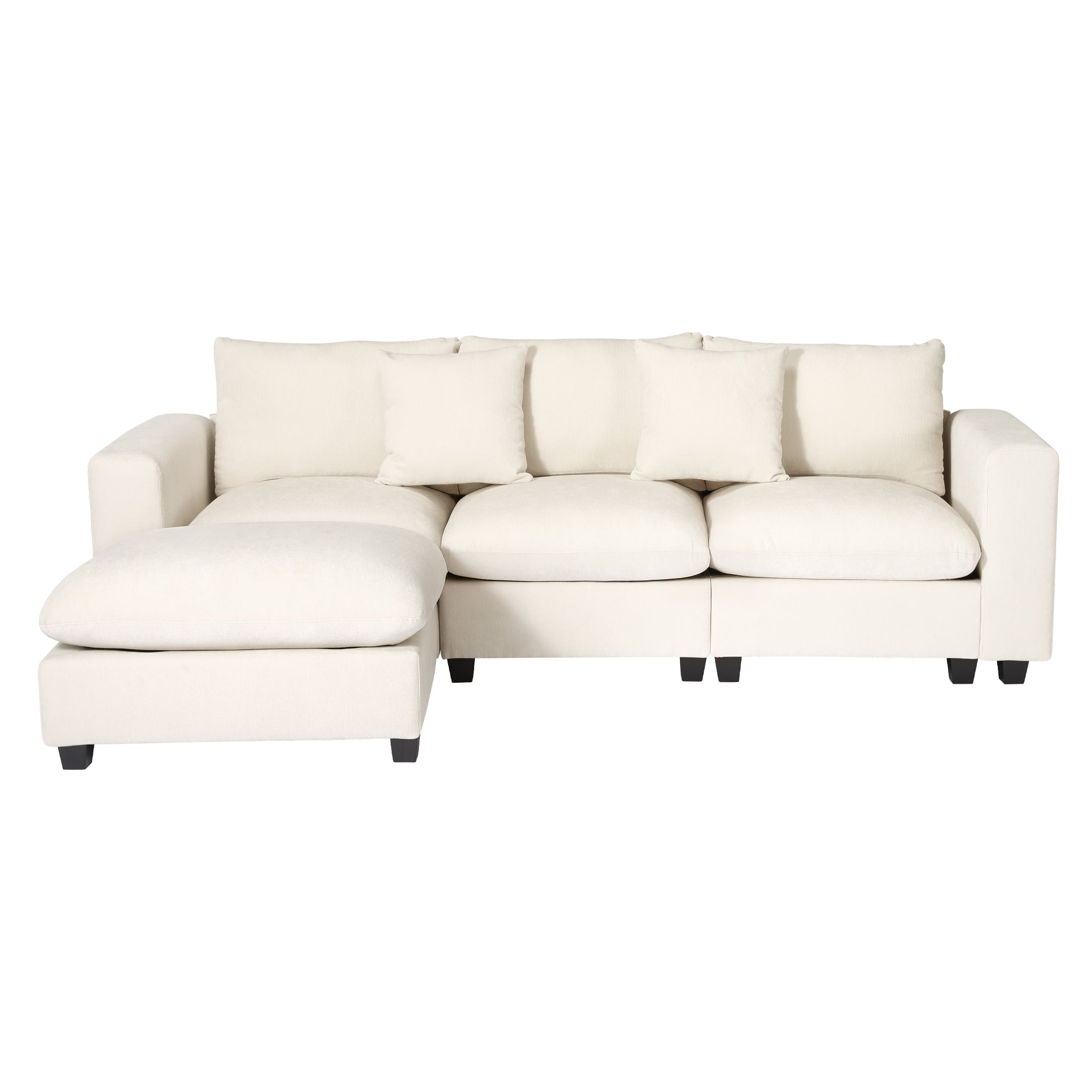 Springfield 99" Modular Chenille L-Shaped Sectional Sofa and Chaise With USB/Type-C Ports and Side Pockets