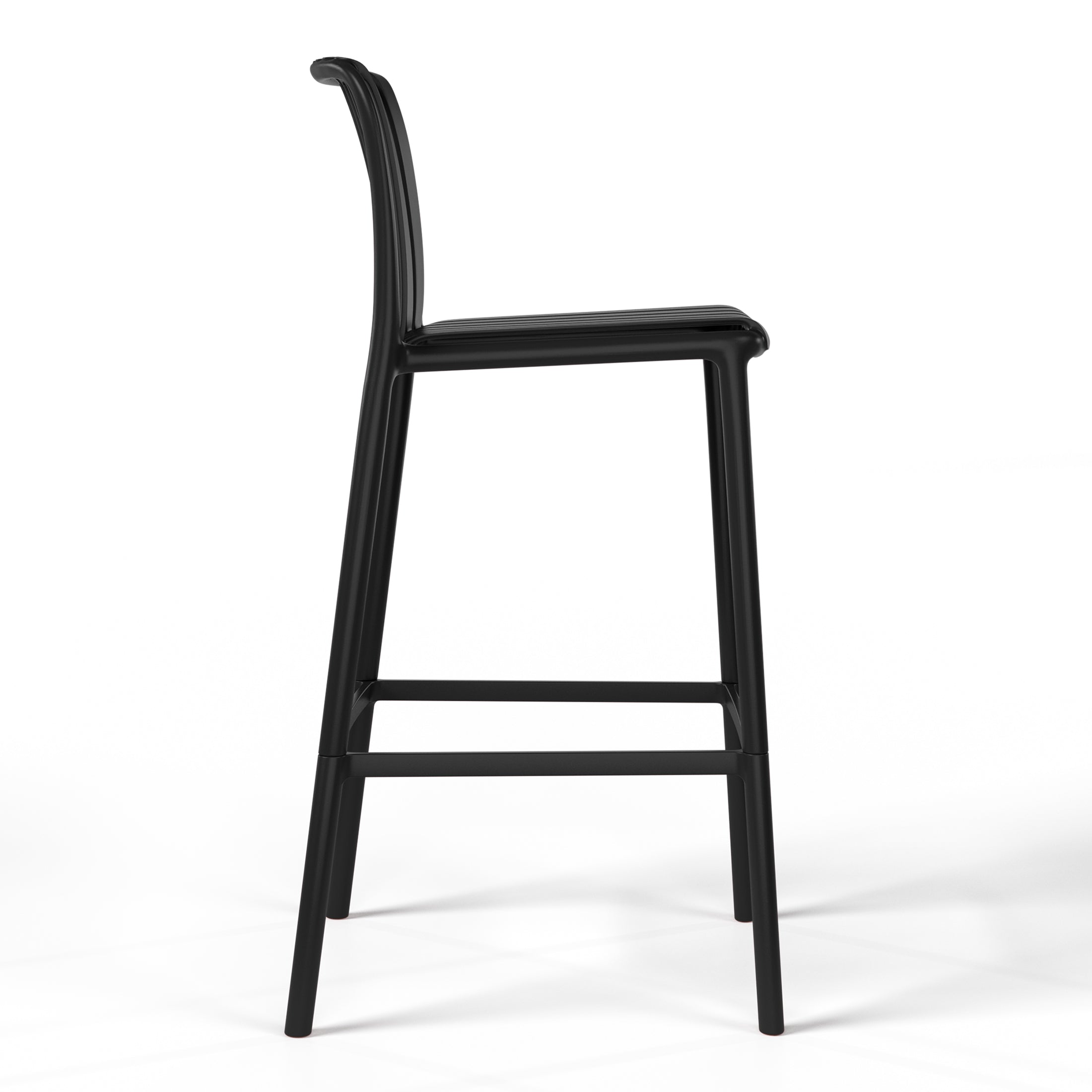 Sunshine 29.5" Outdoor Modern Polypropylene Plastic Patio Bar Height Stools (Set of 2)