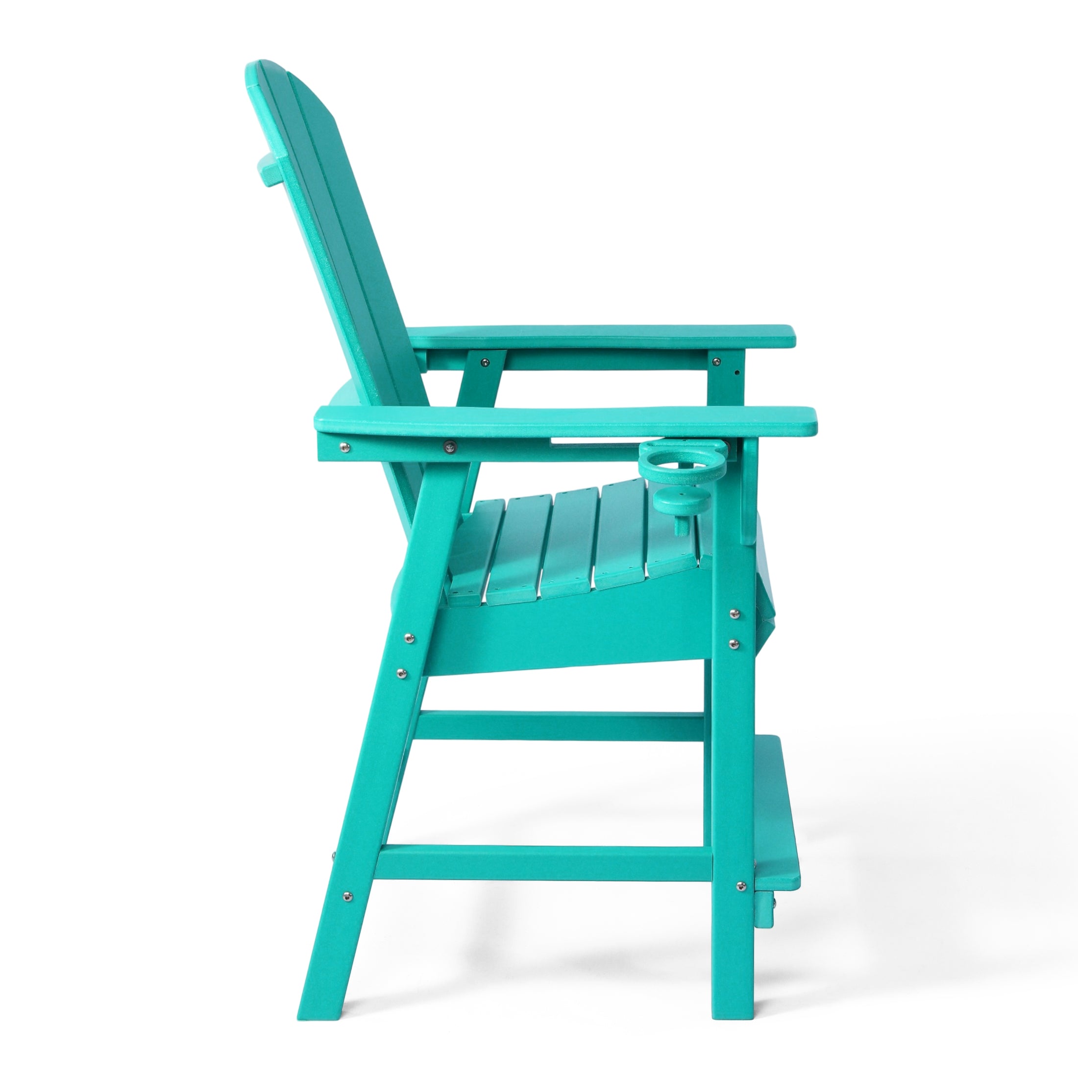 Paradise Outdoor HDPE Tall Adirondack Counter Height Bar Chair With Cup Holder