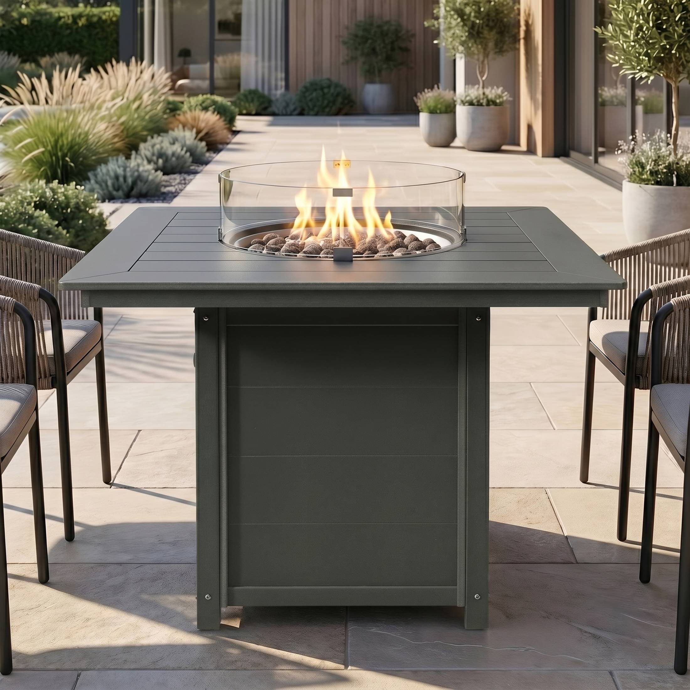 Sol 42" Modern Outdoor Patio Gas Propane Square Fire Pit Table