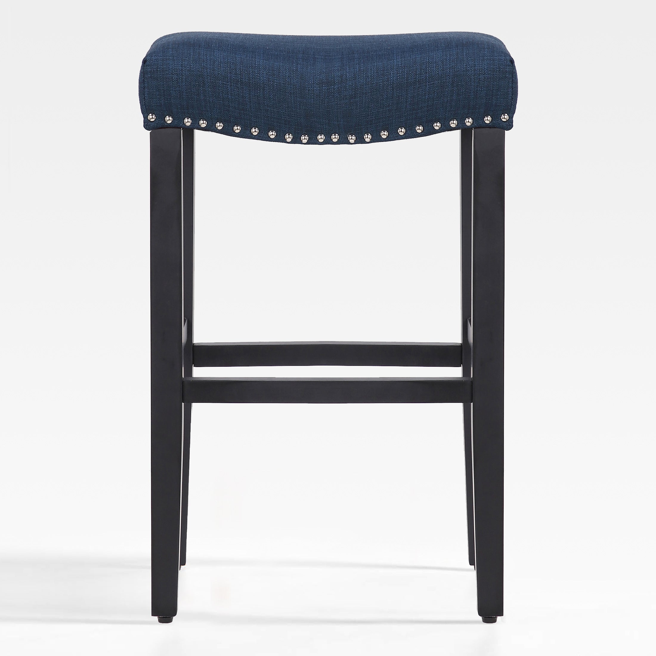 Bulmon 29" upholstered nail head bar counter stools with Black color legs