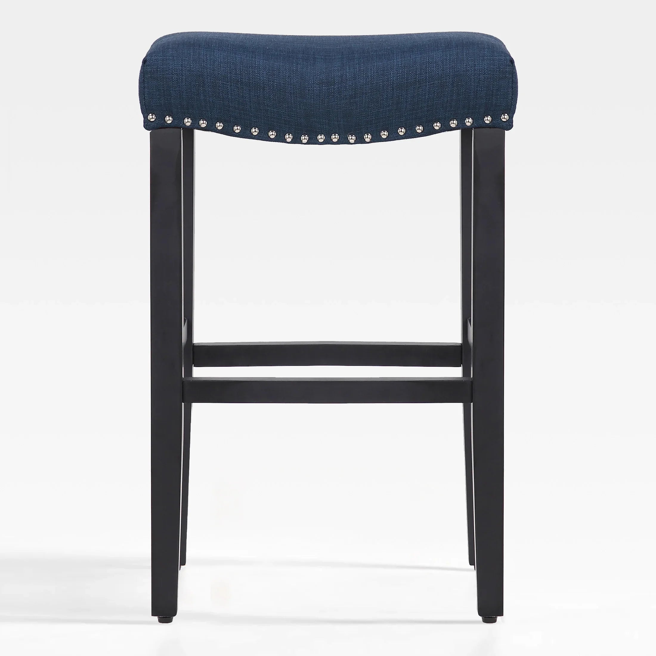 Bulmon 29" upholstered nail head bar counter stools with Black color legs