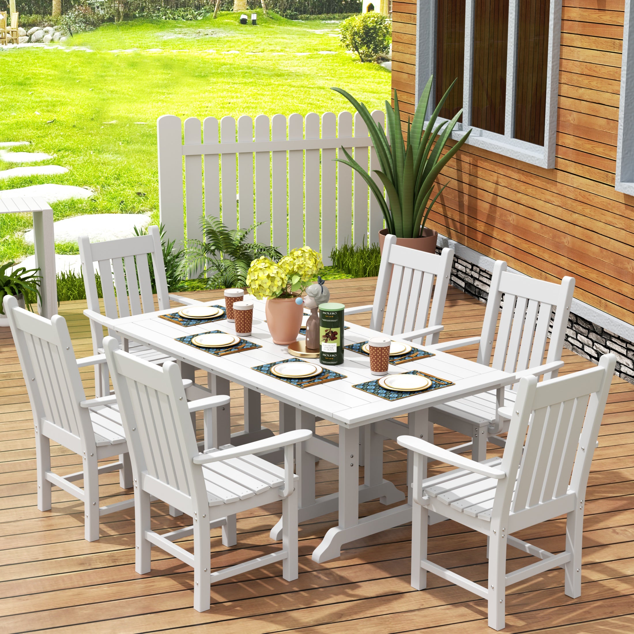 Paradise 7 Piece Outdoor Patio Dining Set Outdoor Table and Armchair Set